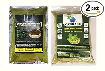 Qykkare Indigo and Herbal Henna Powder for Black Hair ( Pack of 2) 100gm x 2 = 200 gm
