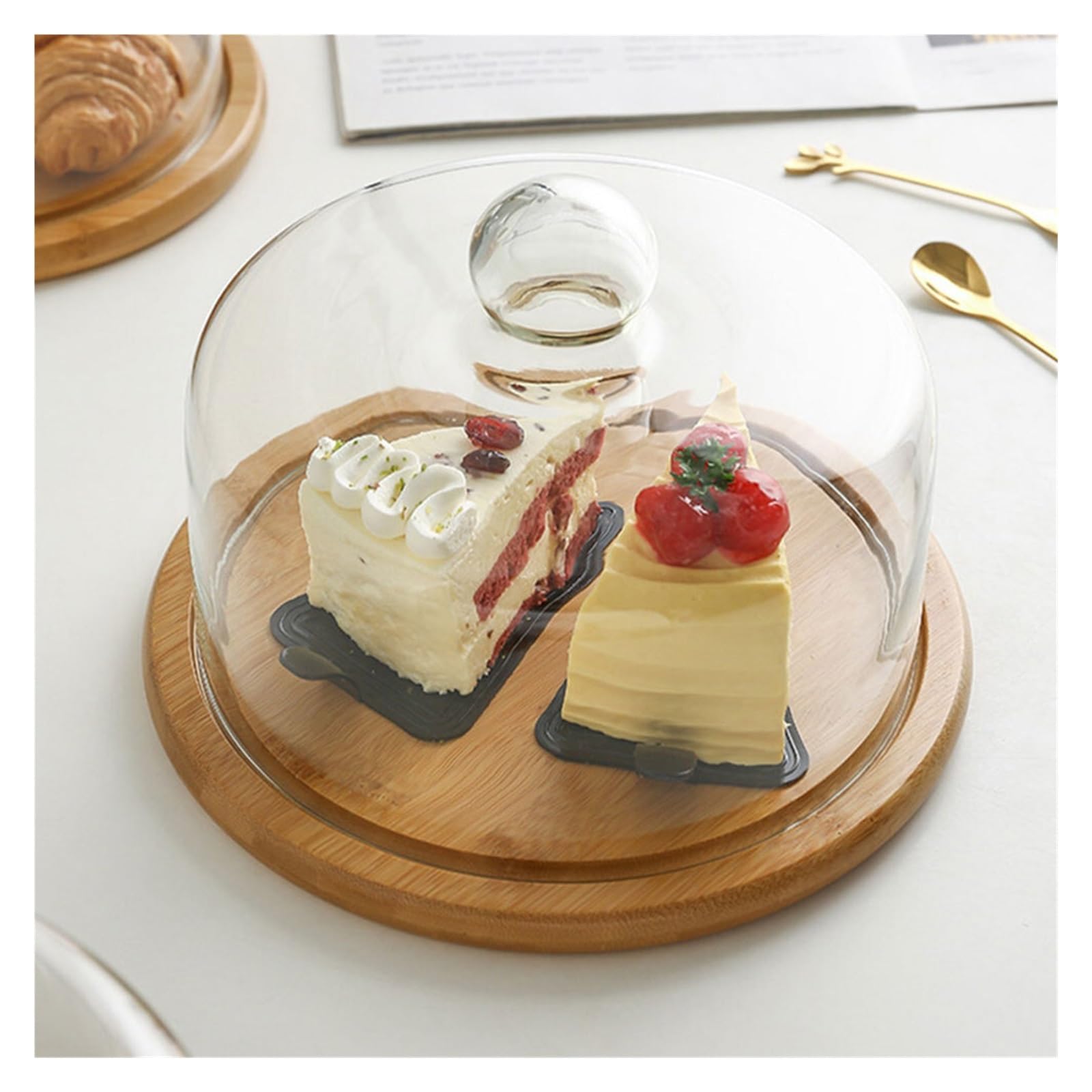 Générique Dôme et assiette à gâteau rond en verre de 21 cm
