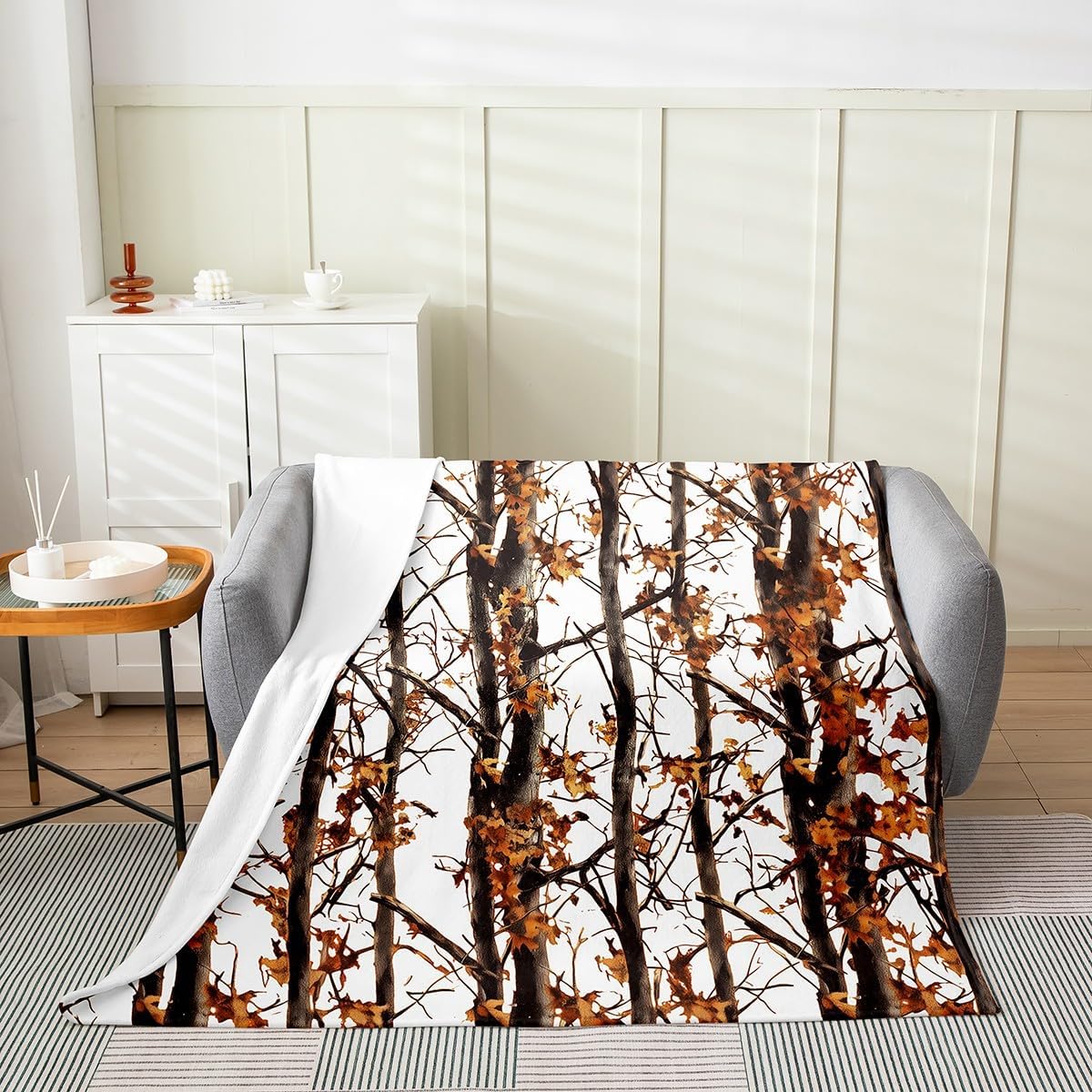 Erosebridal Camo Throw Blanket Throw 50x60 Inch Sofa Bed Decor Camouflage Fleece Blanket for Kids Teens Adults Rustic Farmhouse Wildlife Bed Blanket,Country Woodland Hunting Theme Flannel Blanket
