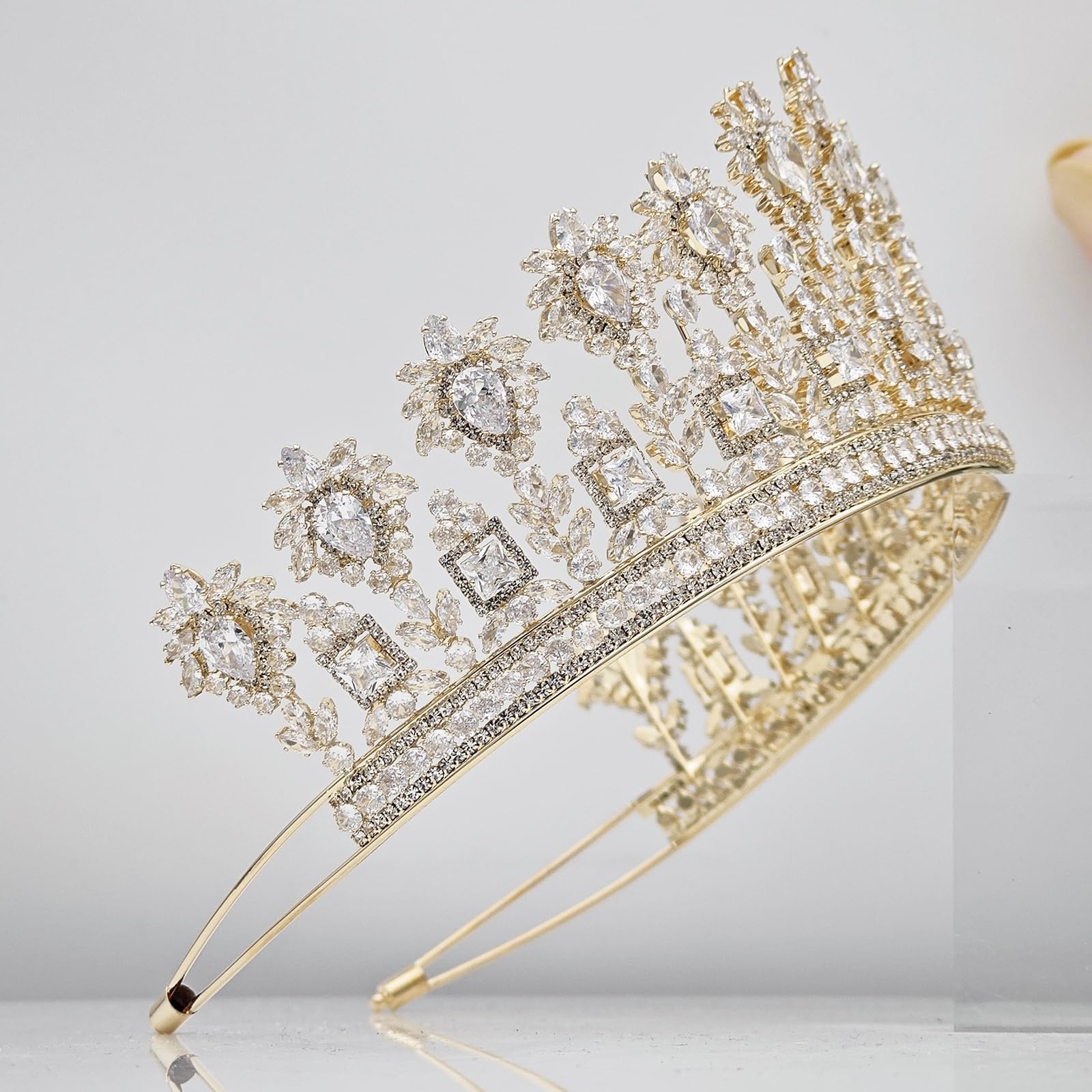 Tiaras y coronas de boda de lujo con circonita cúbica 5A para mujer, hechas a mano, diadema grande para novia, graduación, cumpleaños, reina, accesorios para el cabello, diadema de circonita