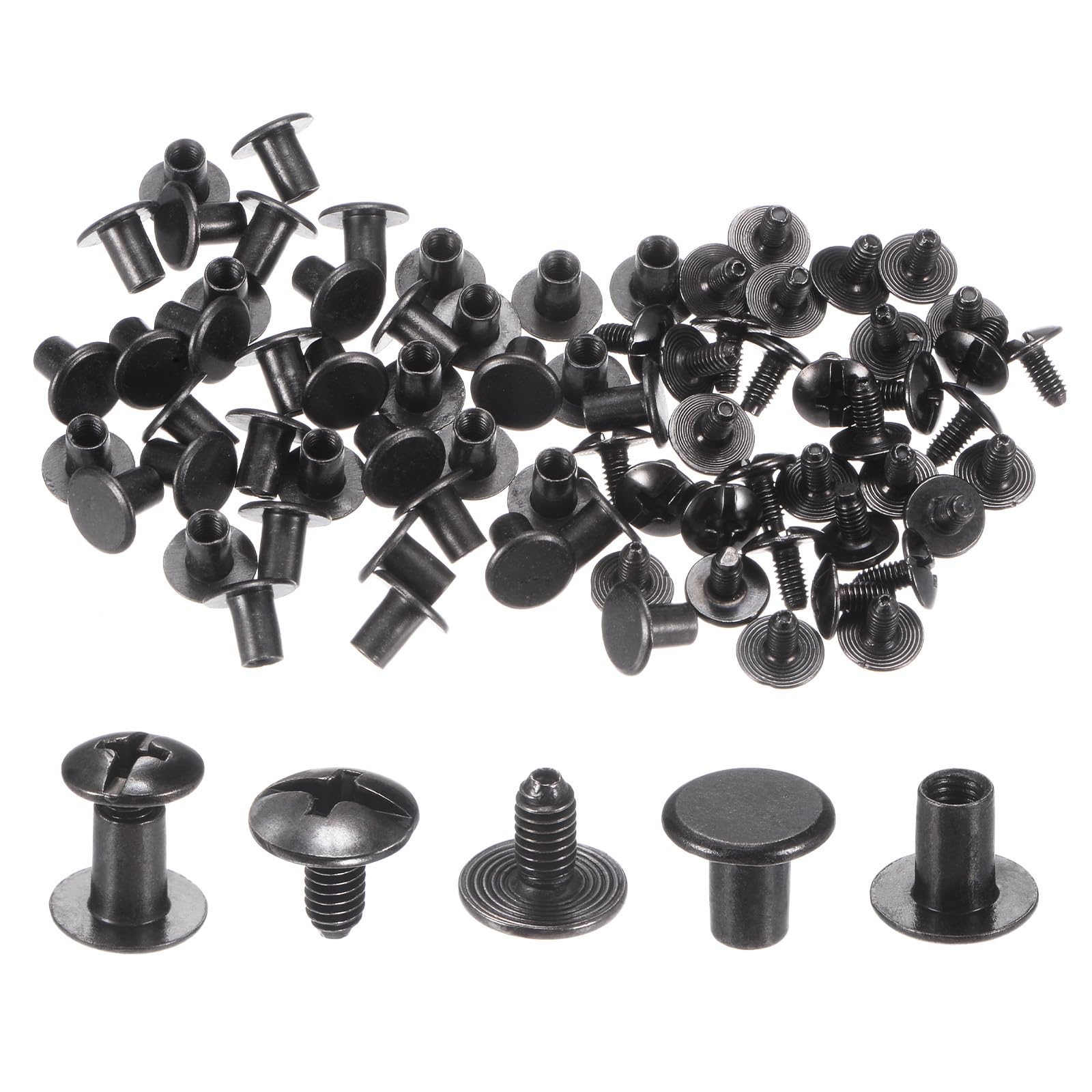 HARFINGTON 100set Round Flat Head Screws Buttons 5/16