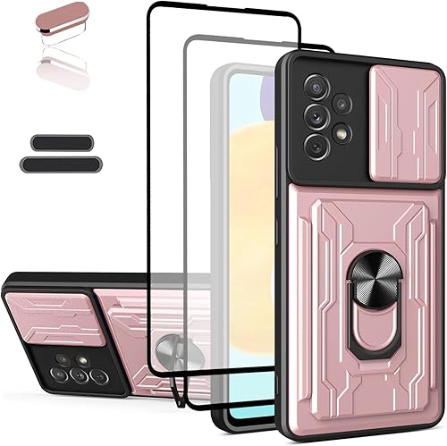 Funda tipo cartera para Samsung Galaxy A53 (5G) de 6.5 pulgadas, ranura para tarjeta de identificación, puerta corrediza, diseño portátil, doble