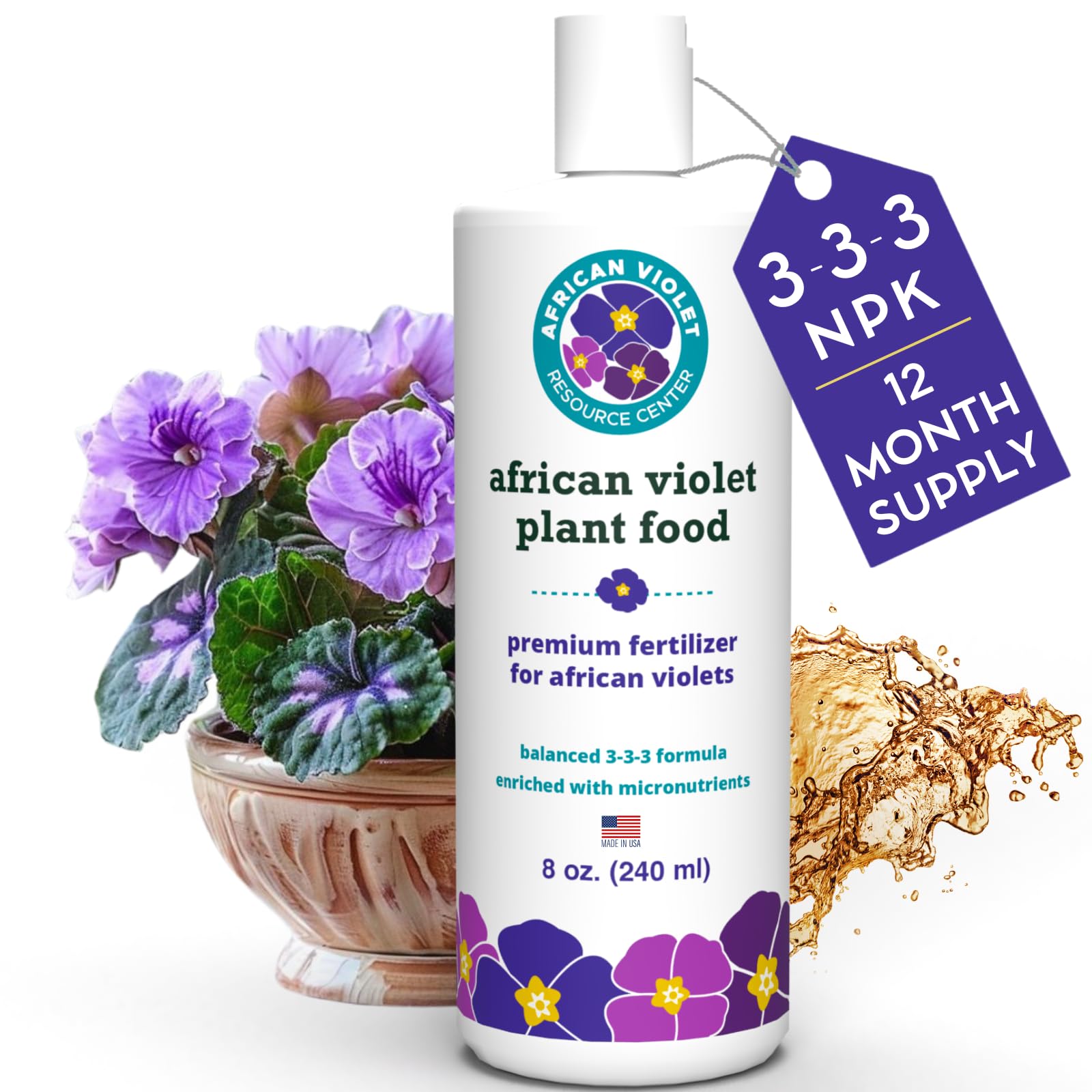 Sponsored Ad - African Violet Fertilizer | Premium Liquid Plant Food for Strong Roots & Lush Blooms | Gentle, Balanced 3-3-3 Formula with Essential Micronutrients | Sea Kelp, Humic & Fulvic Acid | Made in USA | 8 oz
