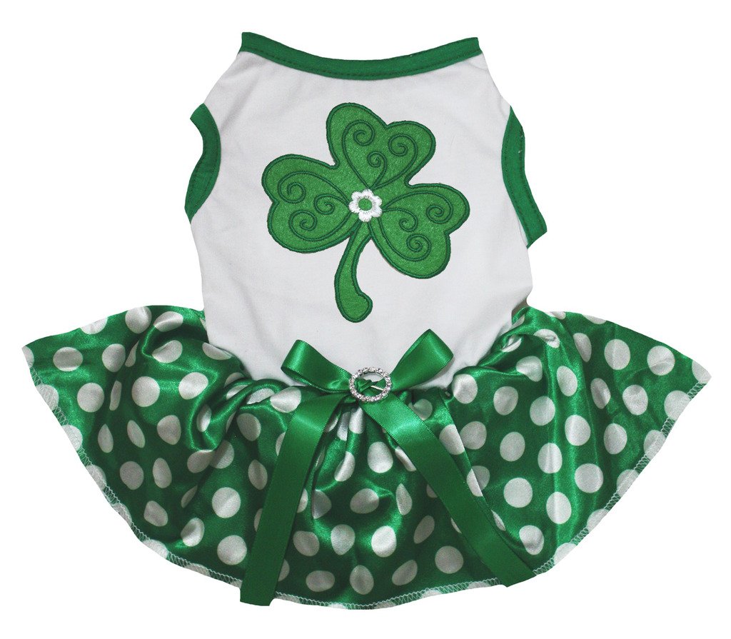 Petitebella Hundekleid – St. Patrick’s Day Kostüm Mit Kleeblatt-Print, Pailletten & Tutu