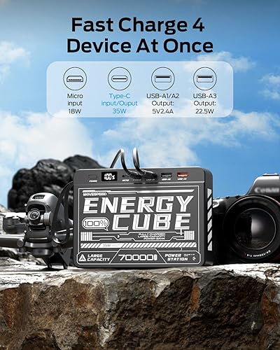 Miniatura 4 de MOVE SPEED Banco de energía de 70000 mAh, cargador portátil de carga rápida PD 3.0 de 35 W, 4 salidas, 2 entradas, paquete de batería USB C de alta