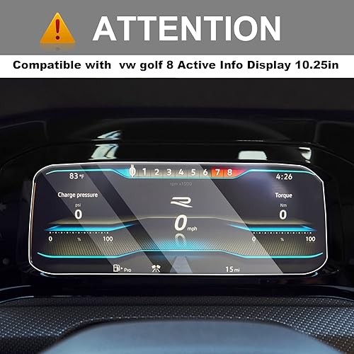 Miniatura 6 de YEE PIN Mk8 - Protector de pantalla para Golf GTI Mk8 2022 para Golf R GTI 2022 de 10.25 pulgadas, panel de instrumentos de salpicadero, pantalla de
