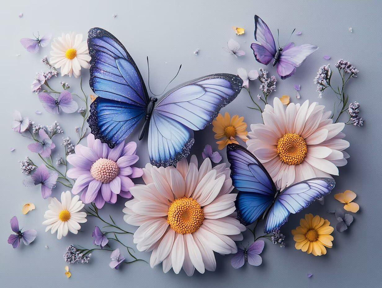 Schmetterling Malen Nach Zahlen Erwachsene Blume Malen Nach Zahlen Kinder ab 7, DIY Set Erwachsene Bastelsachen Kreativ Set für Kinder Geschenke für Männer, Weihnachten Halloween Deko 60x80cm H - 970