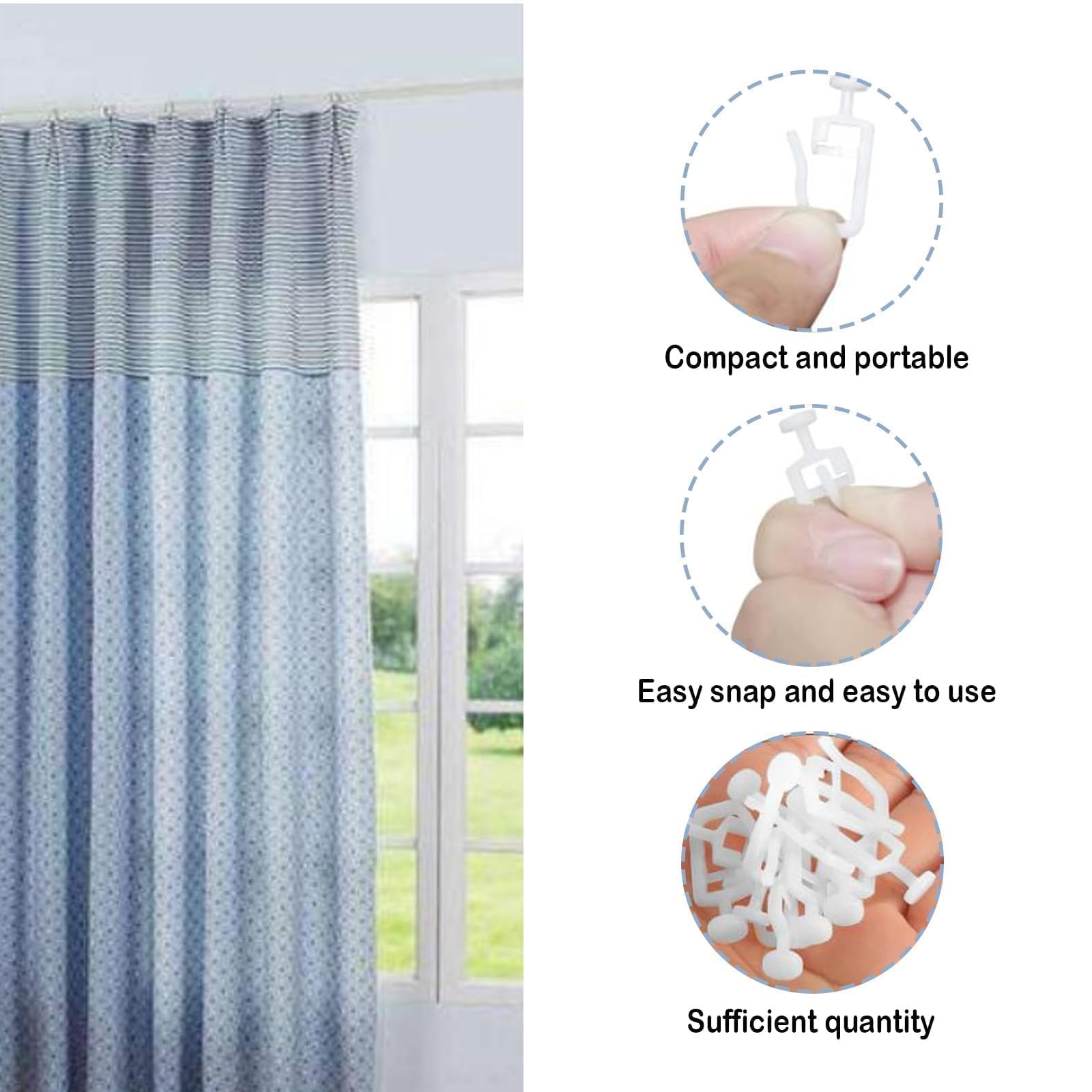 NIYATA 100Pcs Crochets Rideaux, Glisseur pour Rail Rideau Douche, Accessoires de Roue de Poulie (Blanc)