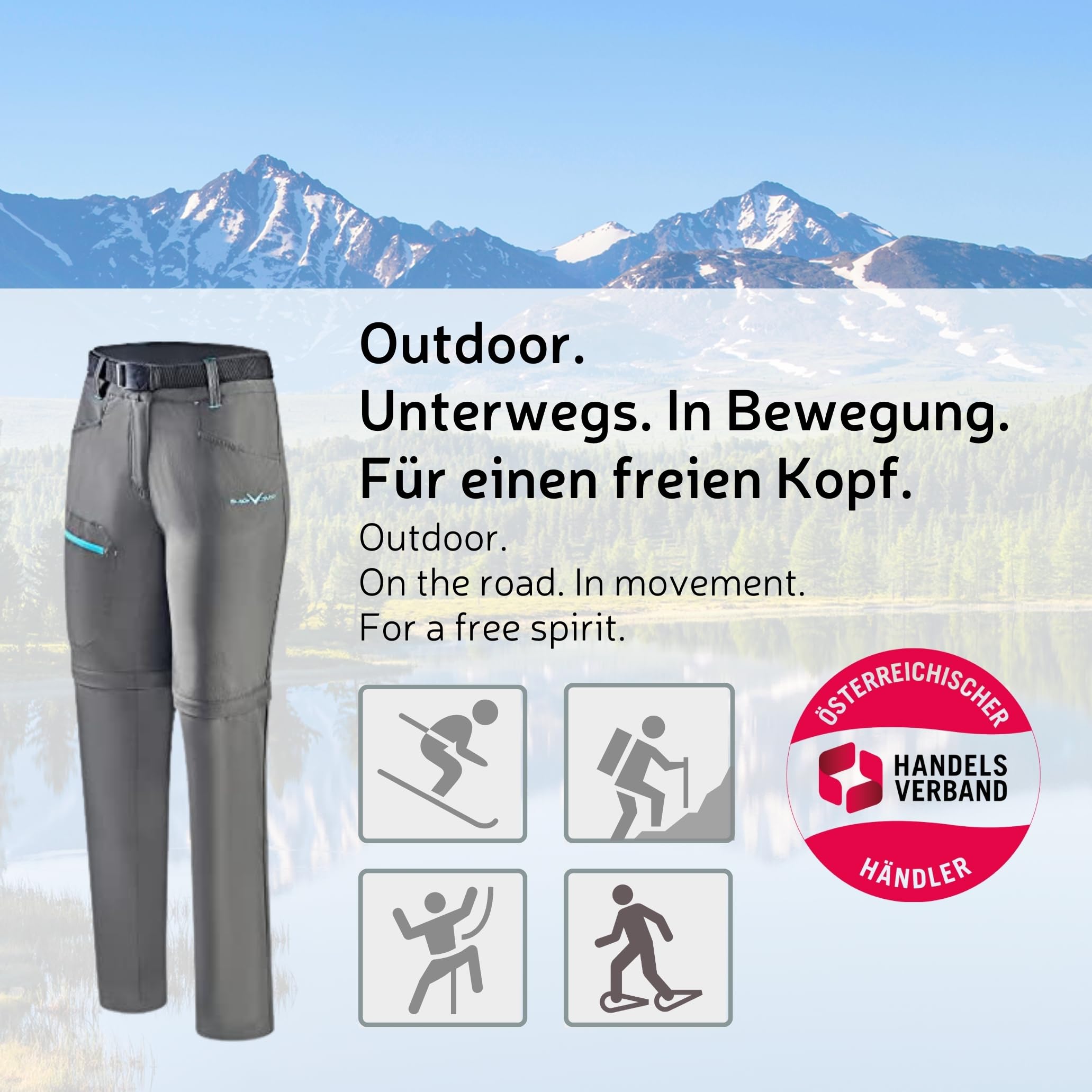 Black Crevice Pantalones de Trekking con Cremallera para Mujer - Pantalones de Senderismo Mujer