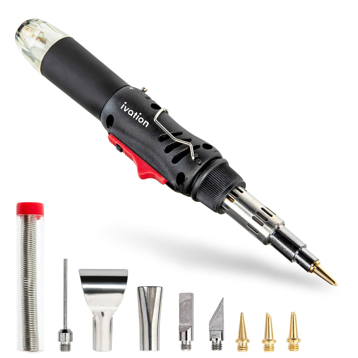 Ivation Butane Soldering Iron Kit, 7ml Cordless SelfIgniting Solder