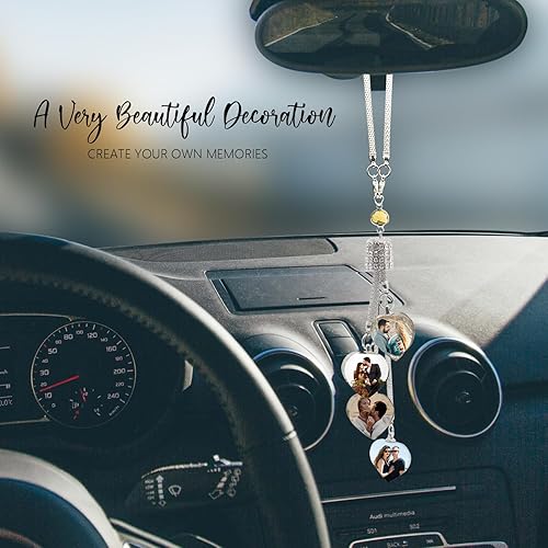 Vista 74 de AIFLM Adornos para colgar en el auto con fotos personalizadas, espejo estético personalizado, accesorios para el interior del automóvil, accesorios