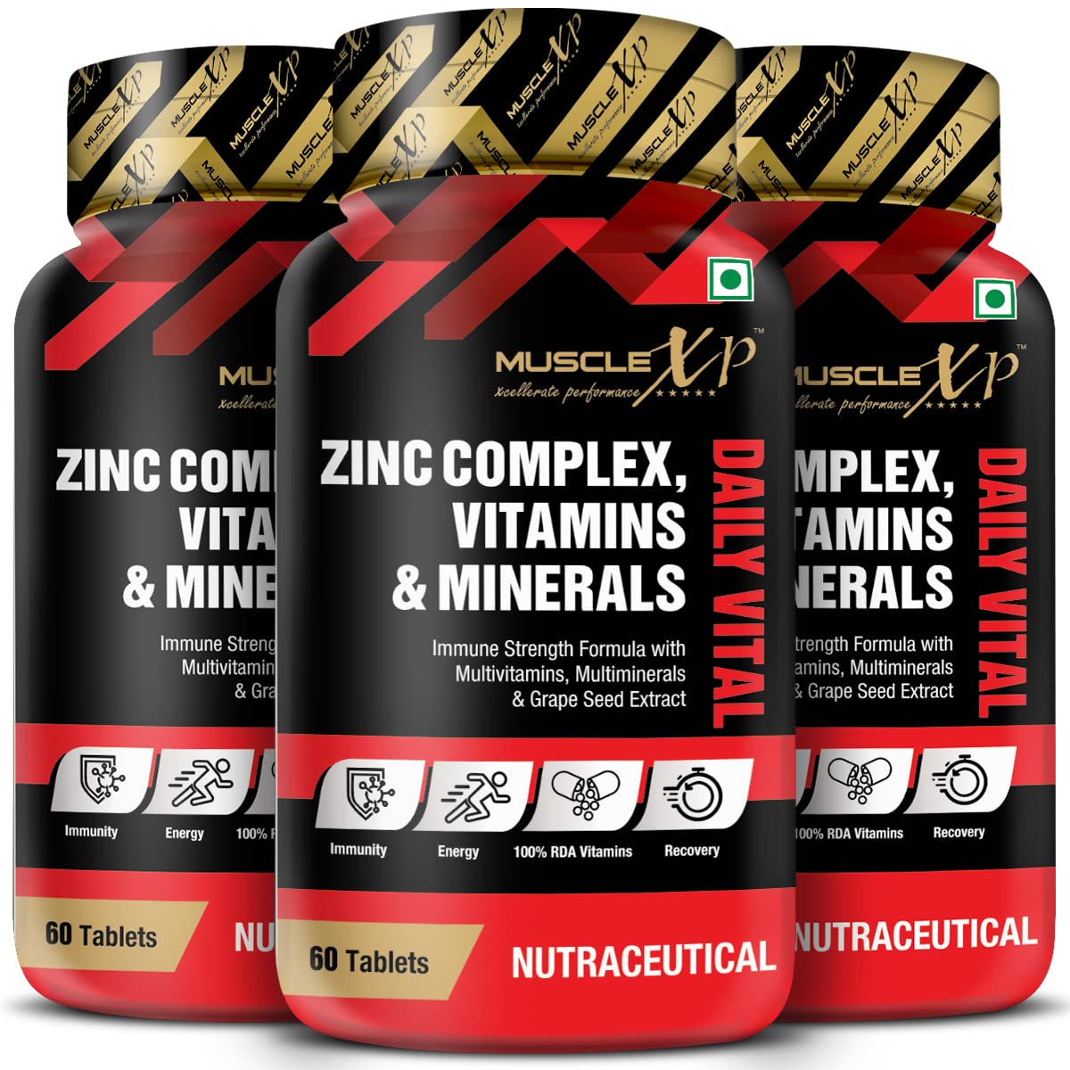 MuscleXP Zinc Complex Vitamins & Minerals Daily Vital, 100 RDA, MultiVitamins, Multiminerals