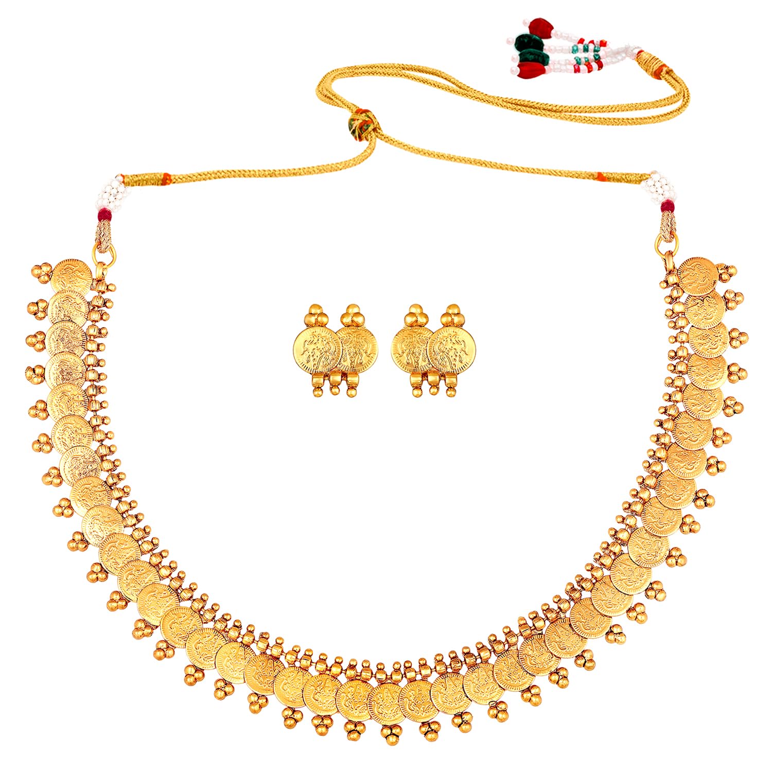 Peora Gold Plated South Indian Traditional Bridal Short Maharani Coin Necklace Earrings Jewellery Sets for Women and Girls (B07W98XPDZ) Amazon Price History, Amazon Price Tracker