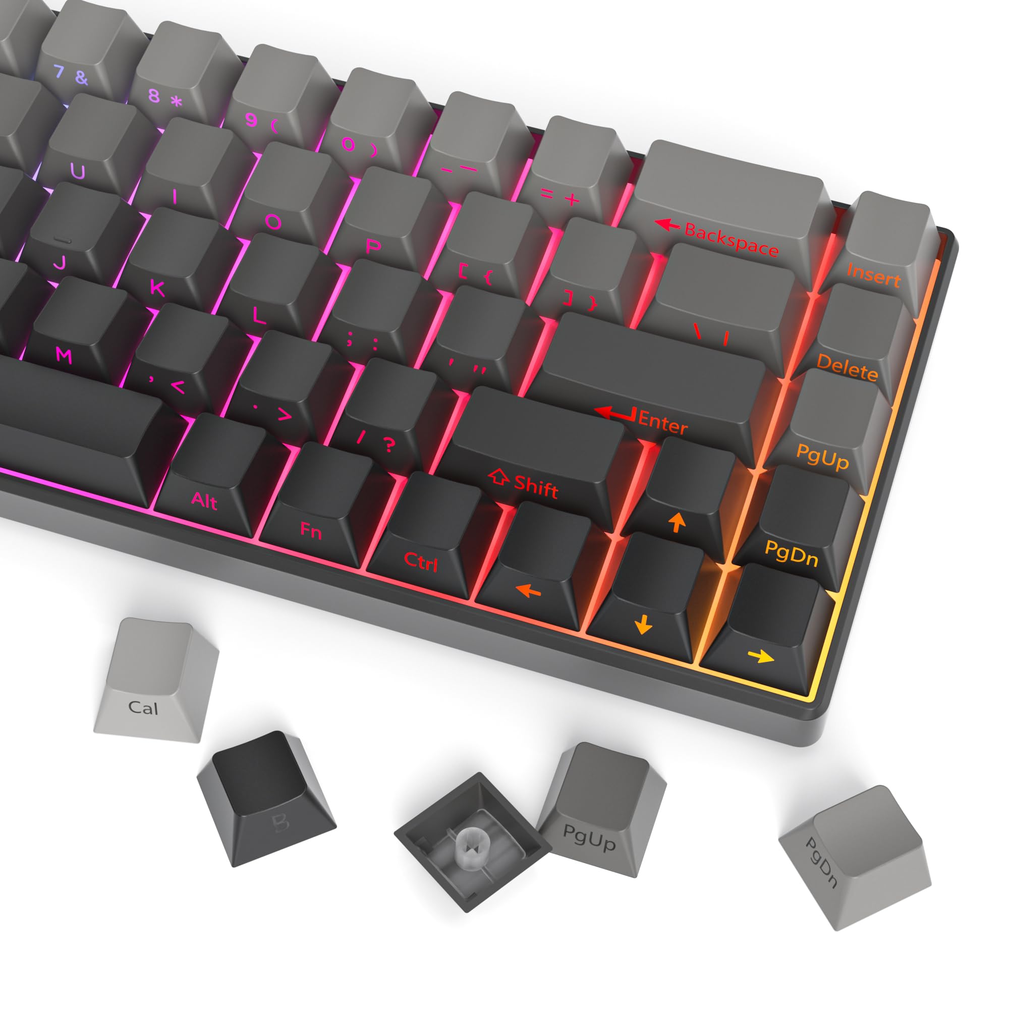 140 Keys Gradient Keycaps Side Printed Keycap Set Cherry Profile PBT Keycaps Double Shot Shine Through Custom Keycaps for Mechanical Gaming Keyboards(Minutest Dust)