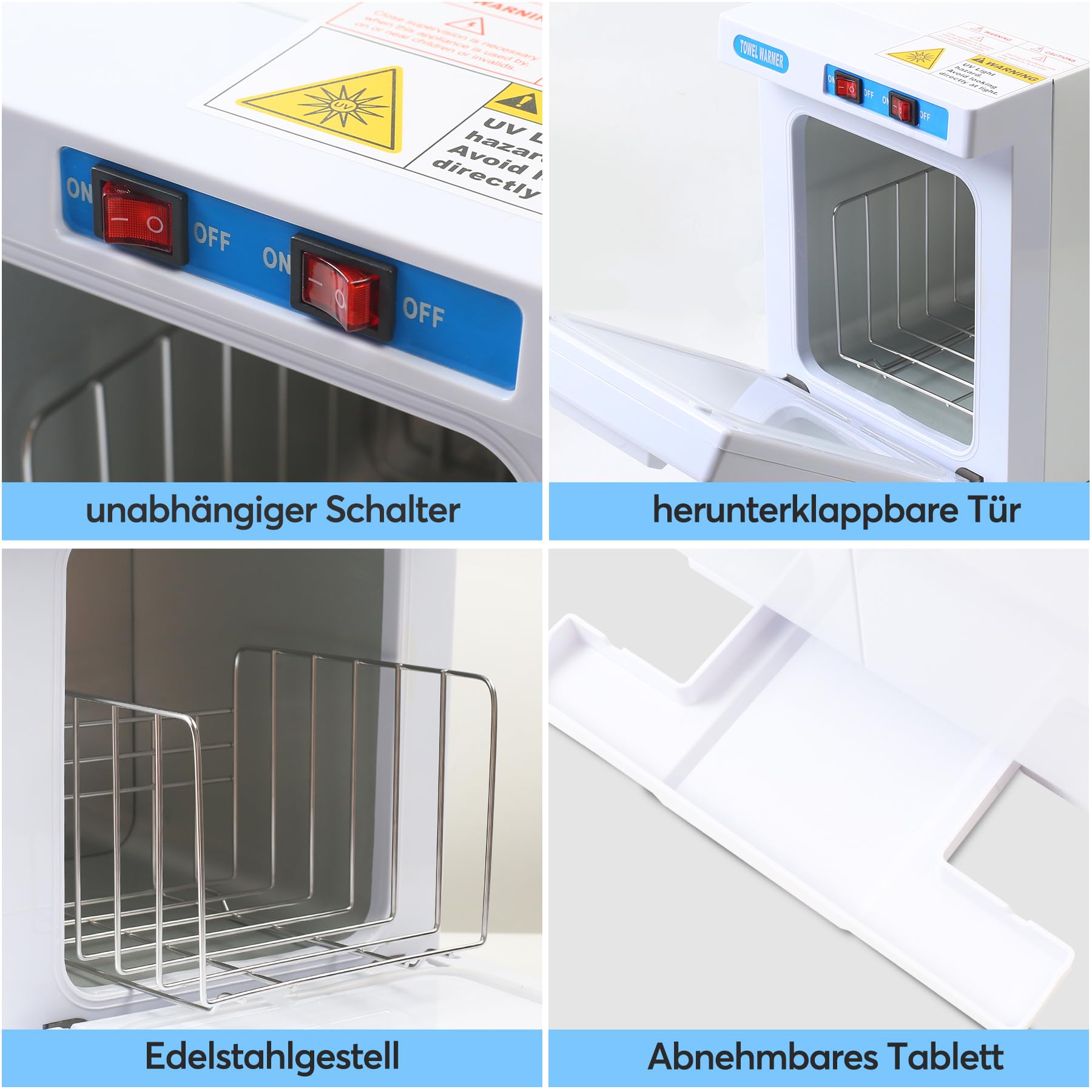 Handtuchwärmer, Professioneller Handtuchheizschrank (176 °F), Extrem Schnelle Aufheizgeschwindigkeit bis 360 °C, Großer Weiß Handtuch Wärmegerät Kosmetik für Schönheit, Salon, Spa