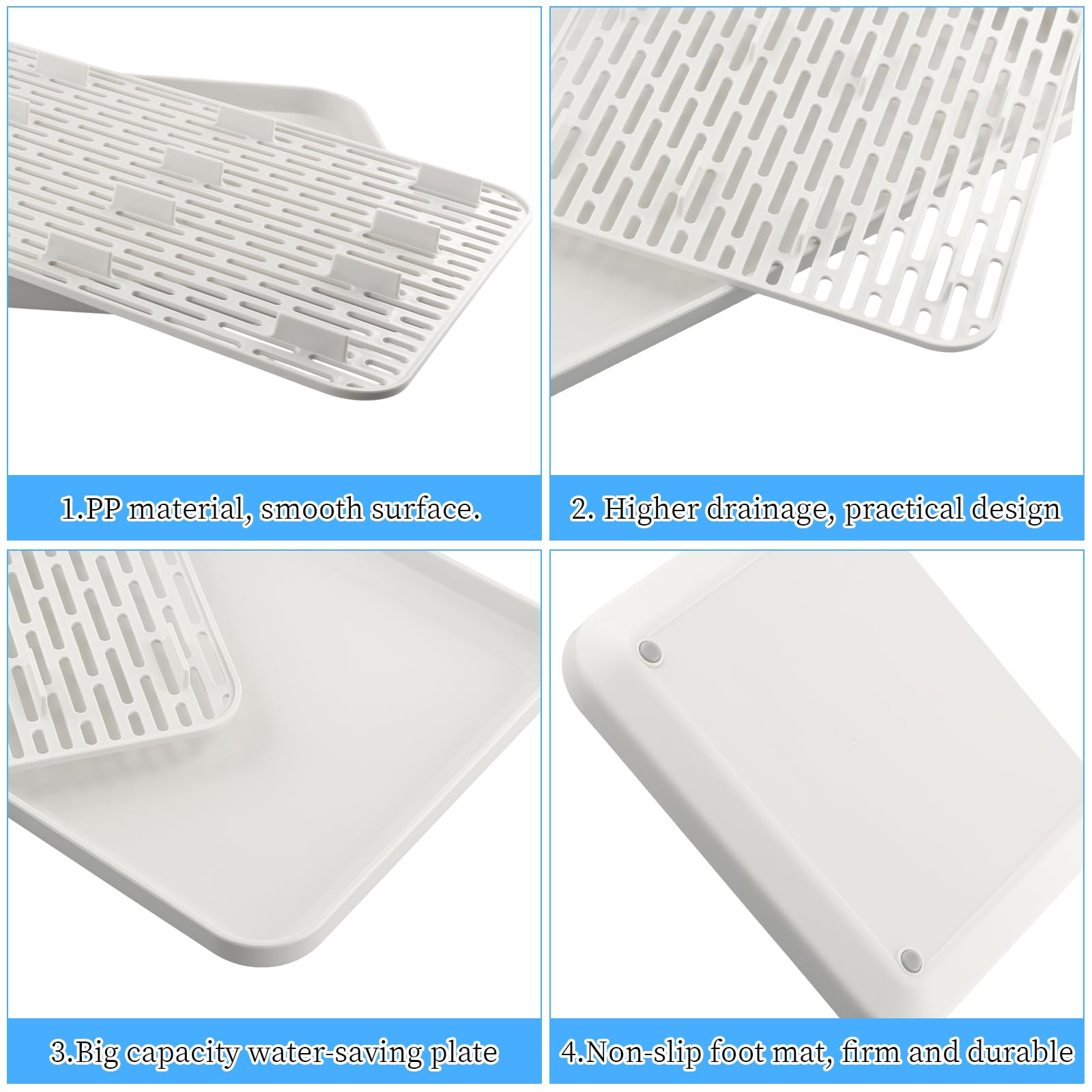 Vassoio Scolapiatti Doppio Strato 39x22.5cm | Grigio/Bianco - Antigoccia - Foto 3