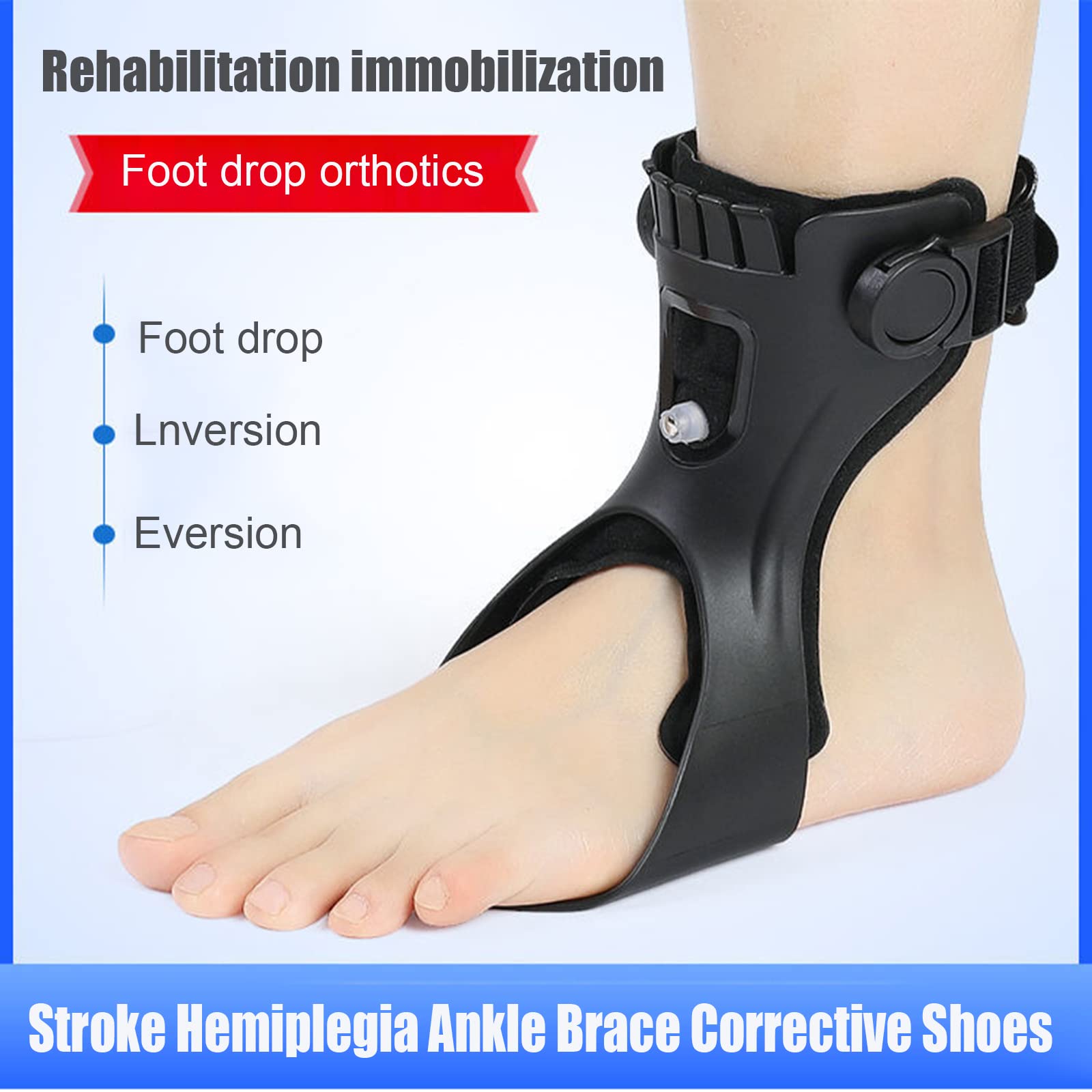 orteza stopy, Orteza na opadającą stopę AFO Stabilizator kostki stopy dla osób po udarze mózgu Hemiplegia Buty do chodzenia, Lewa stopa, XL, stopa-S(Left foot,XL)