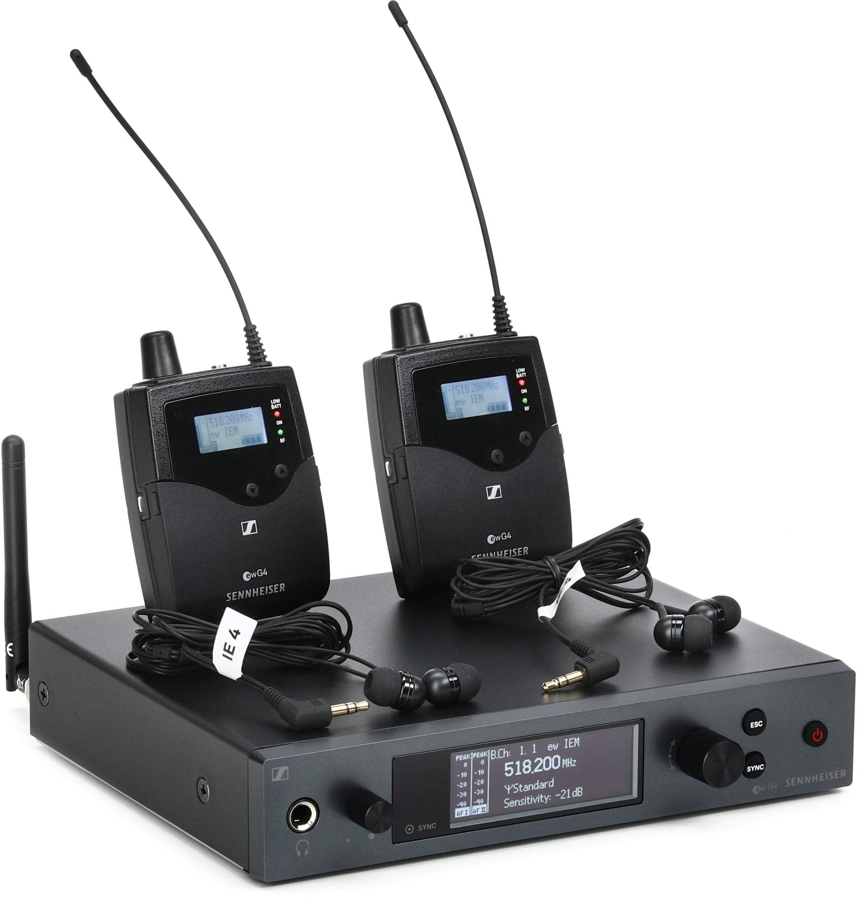 Sennheiser Pro Audio - Sistema di monitoraggio in-ear con 2 cinghie gamma A (516-558 MHz) (ew IEM G4-TWIN-A)