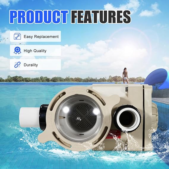 353010 Volute Assembly w/Housing & Lid & Locking Ring & Basket & Unions & Seal Plate Compatible with Pentair Superflo Pool Pump, for Pool and Spa Inground Pump, Almond