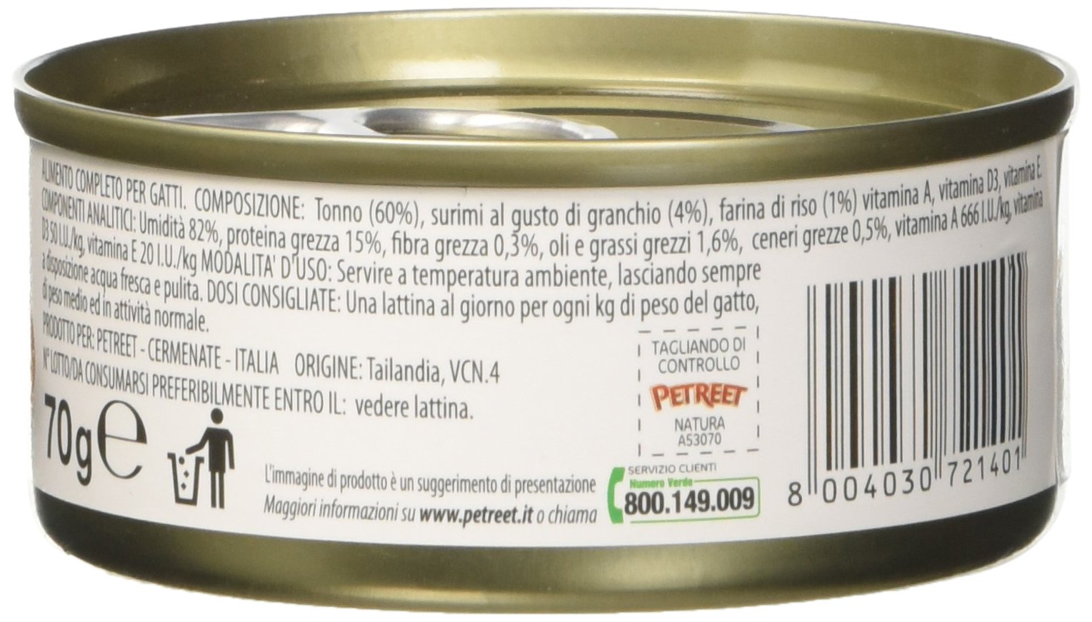 Petreet Natura Tonno Rosa con Surimi Granchio - Confez. da 48 Pezzi x 70 gr