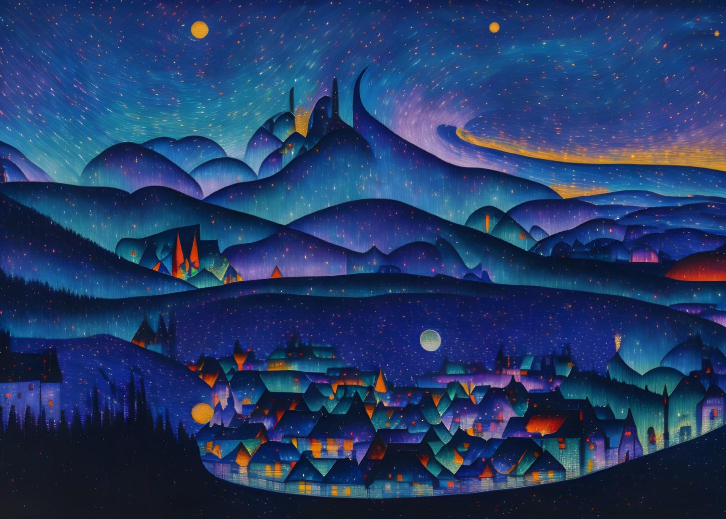 Poster toile Meechi pour illuminer un mur sombre nuit