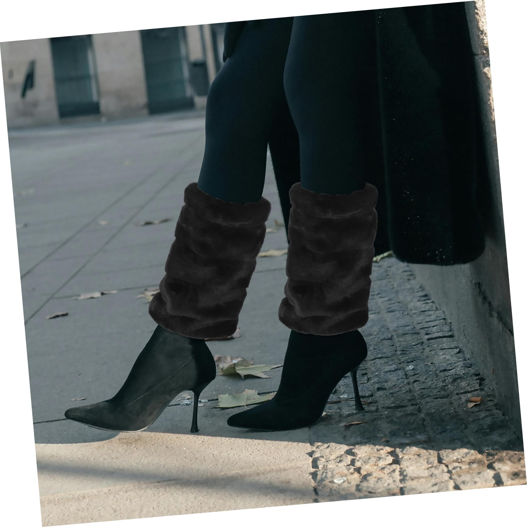BESPORTBLE Scaldamuscoli Nera Lunghi Sintetica Pelliccia 30cm da Donna
