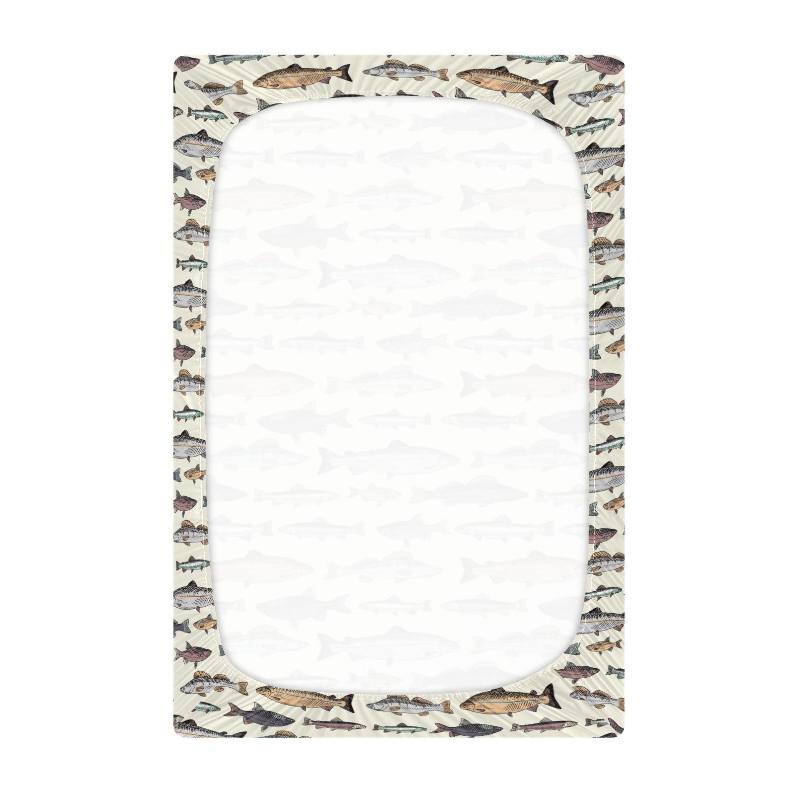 Vintage Fishes Fitted Crib Sheet for Boys Girls Baby Crib Sheet Crib Mattress Sheet Breathable Crib Sheets for Pack N Play Mattresses,52 X 28 in