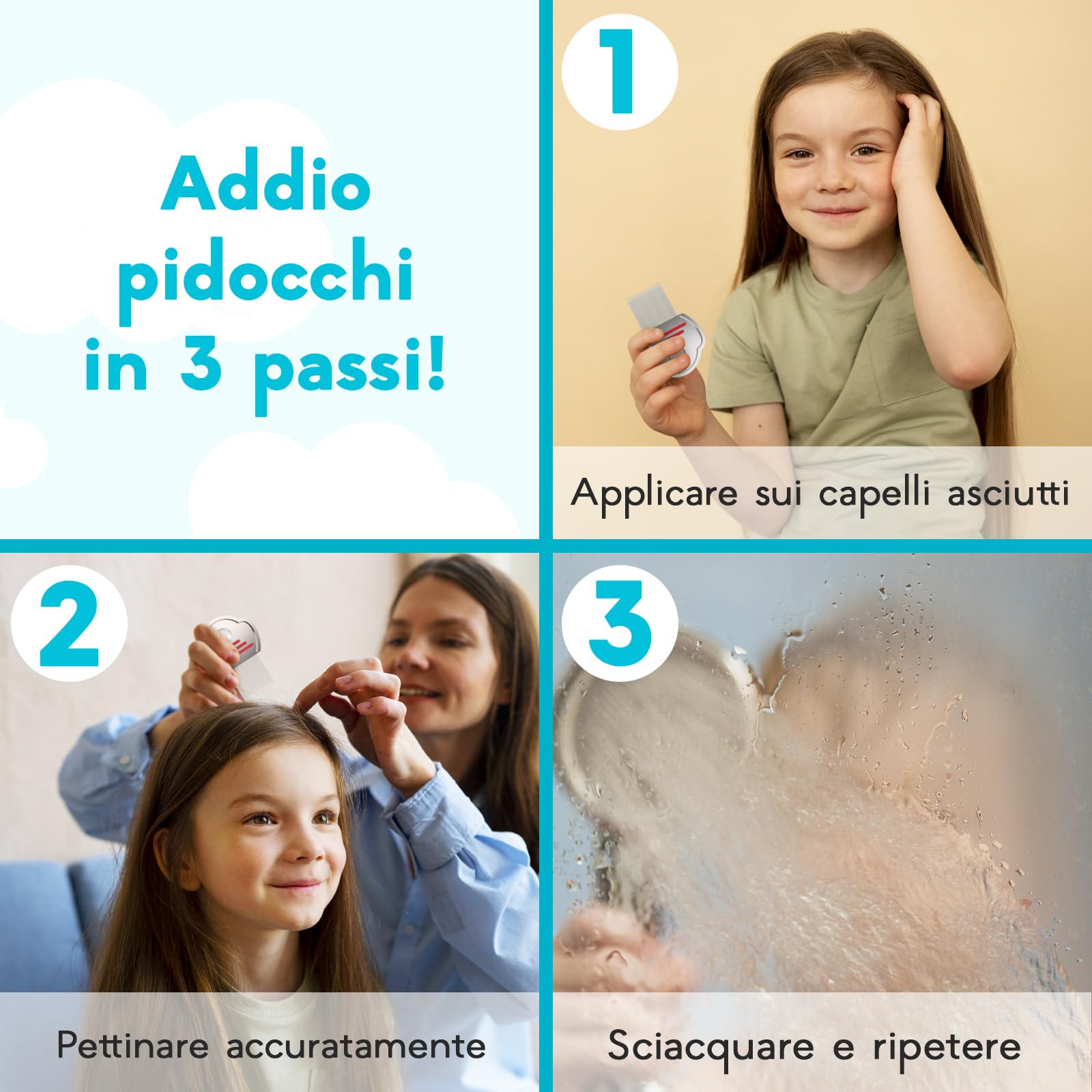 Adamson Pettine per Pidocchi e Lendini Bambini - Pettinino Acciaio - Elimina Lendini - Resistente e Facile da Pulire
