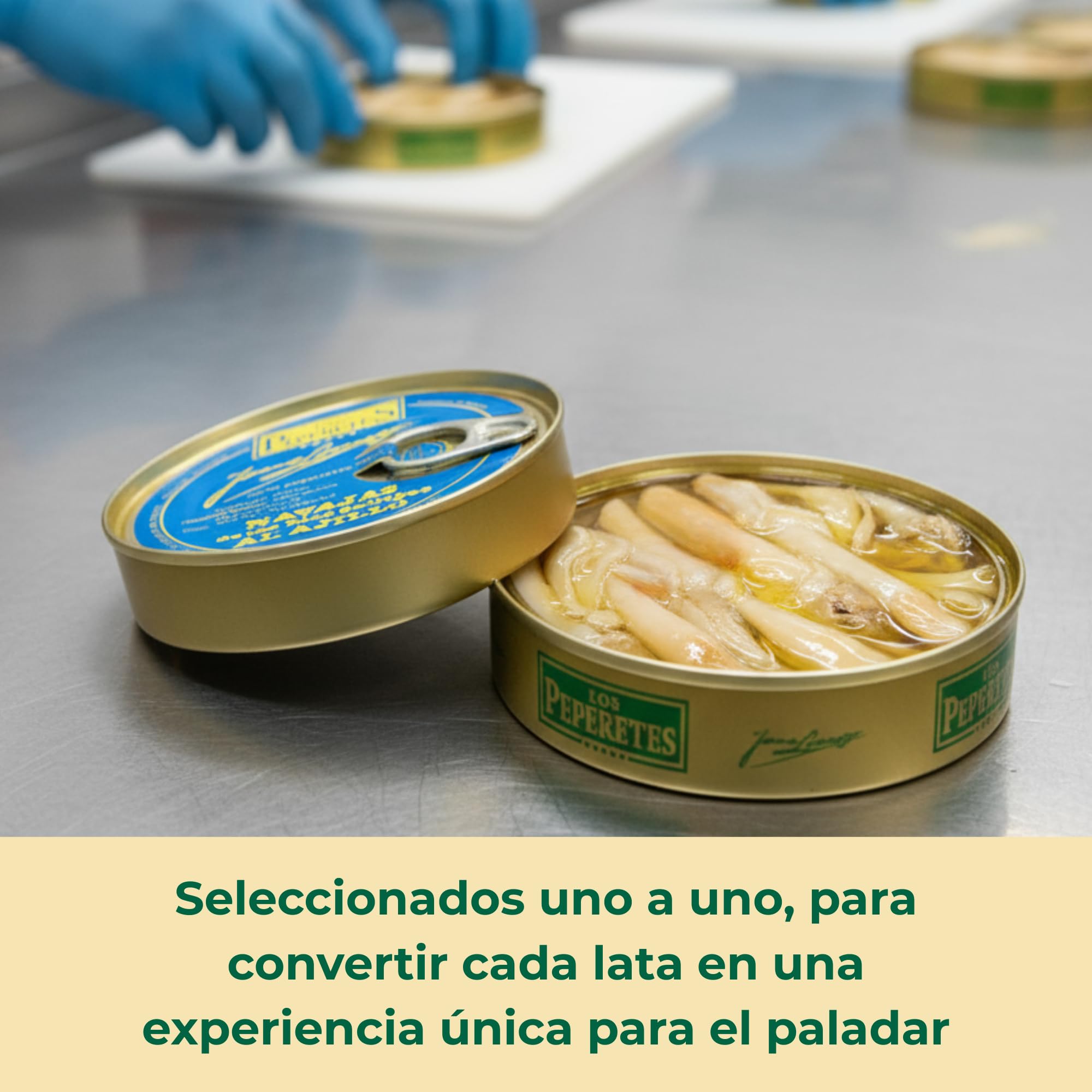 LOS PEPERETES x3 Lata Navajas al Ajillo 120 g | Marisco Gallego Gourmet | Elaboración Artesanal | Conserva Premium con Aceite de Oliva, Ajo y Guindilla | Sabor Tradicional de Galicia