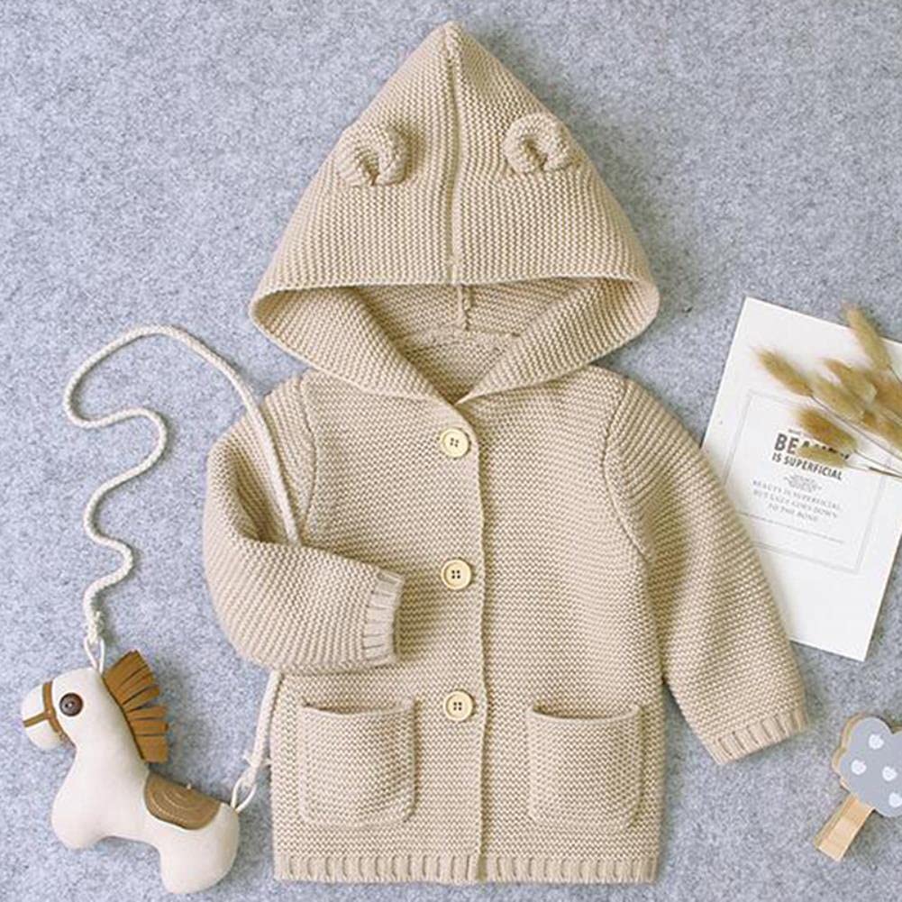 UKKO Suéter para niños Cardigan De Punto Cardigan Cardigan Niños con Capucha para Niños Chaqueta De Un Solo Pecho