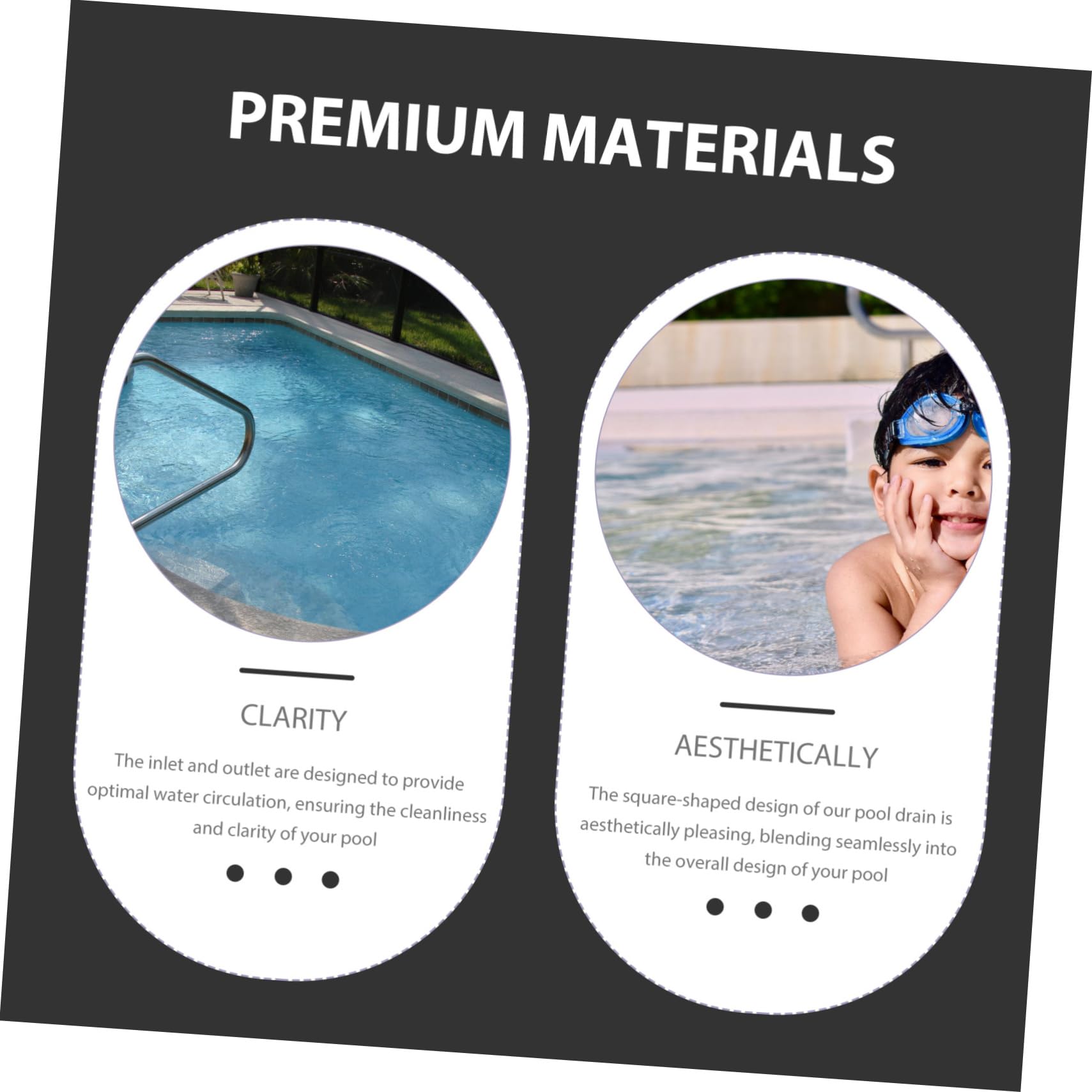 Tapa de Drenaje Cuadrada y Alta Fiabilidad para Piscina de Plástico Blanco Circulación Óptima para Accesorios de Piscinas Desmontables