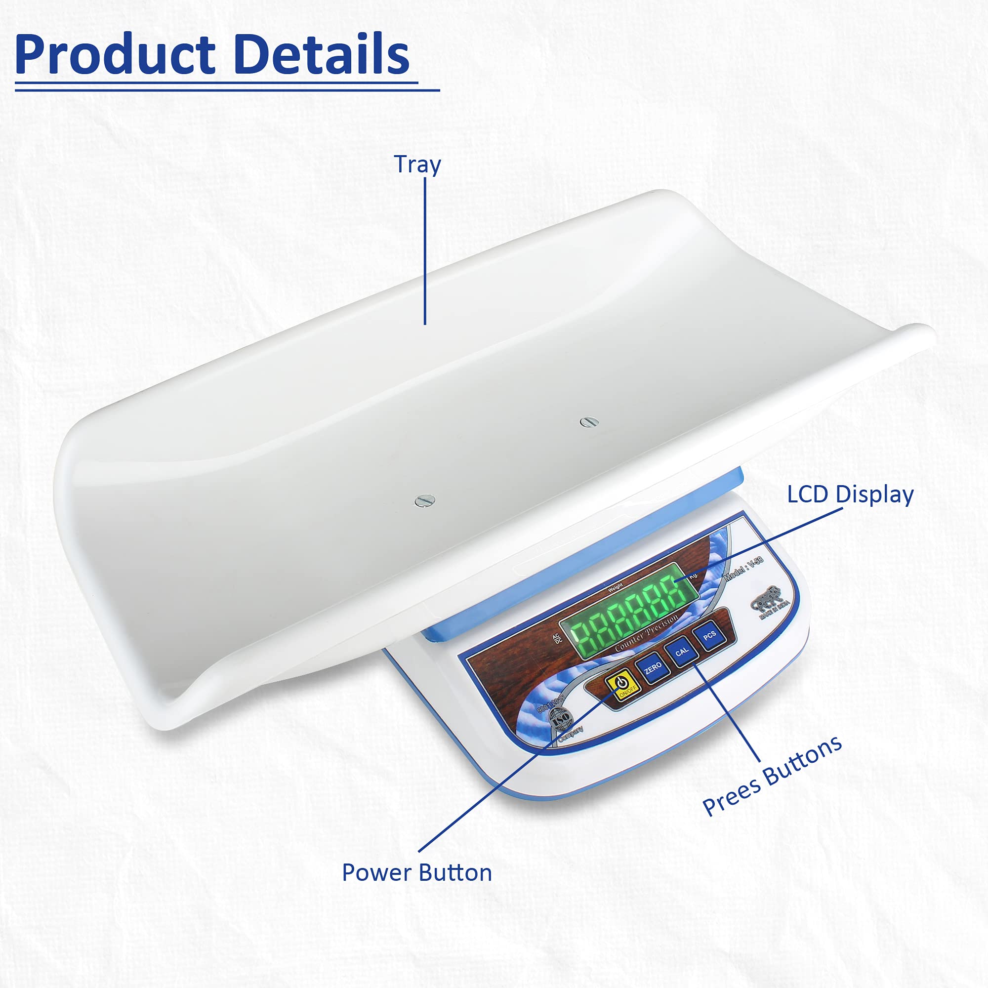 MCP Virgo Digital Baby Weighing Scale With Tray For Newborn Baby And Kitchen - Image 4 thumbnail