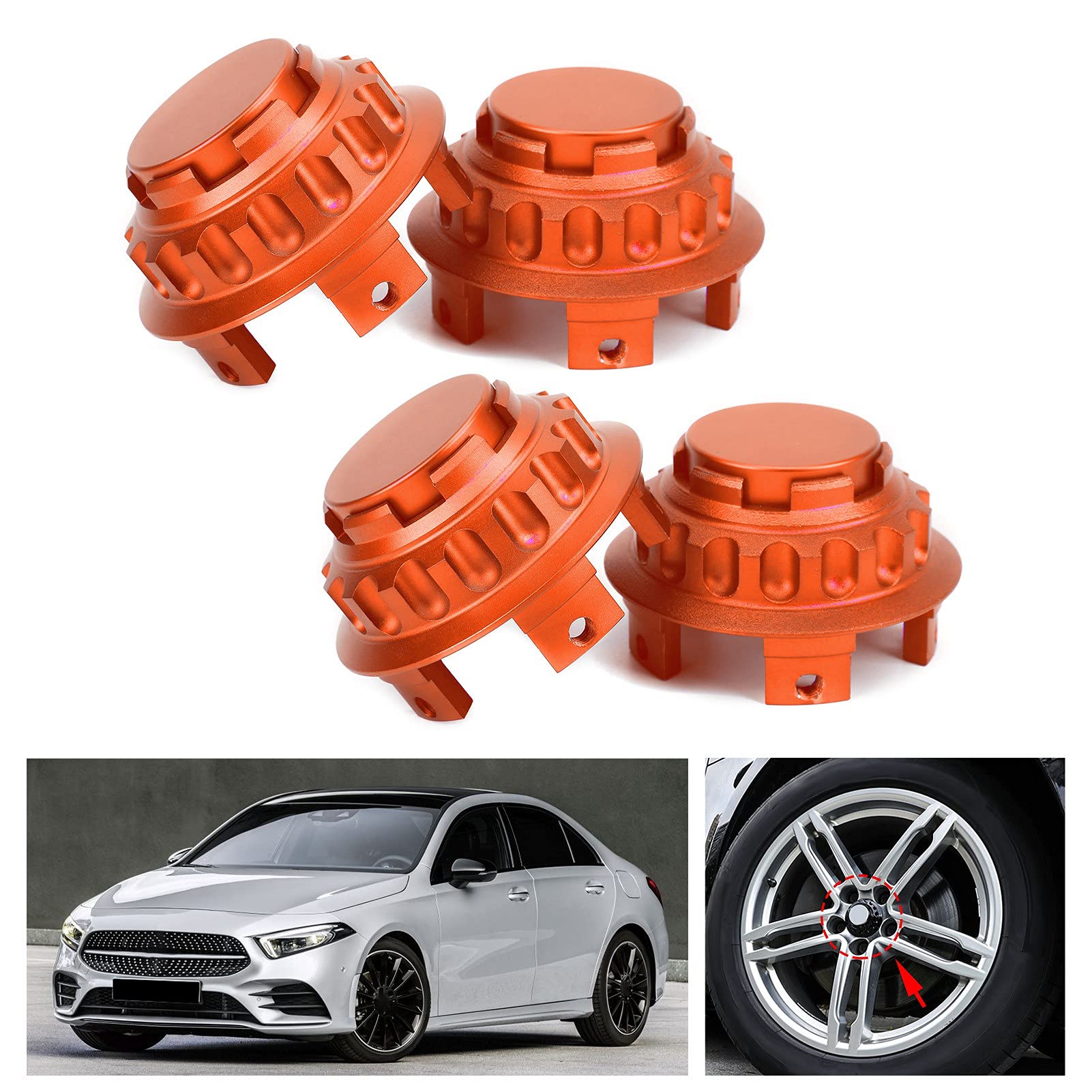 Capuchons De Moyeu De Roue 4 Pièces En Alliage D aluminium Premium Pour Classe C E SLK S ML GL CLS GLA GLC GLK Décoration Et Facile À Installer