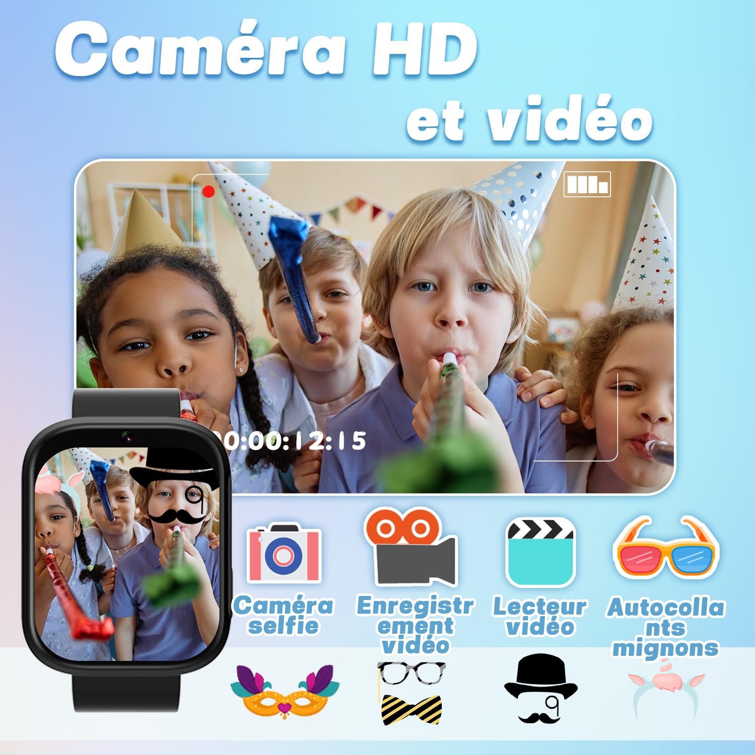 BIGGERFIVE Montre Intelligente pour Enfants pour garçons de 4 à 10 Ans, 22 Jeux Amusants, caméra à écran Tactile HD, Lecteur vidéo, Livre Audio, Suivi des habitudes, podomètre, Jouets éducatifs