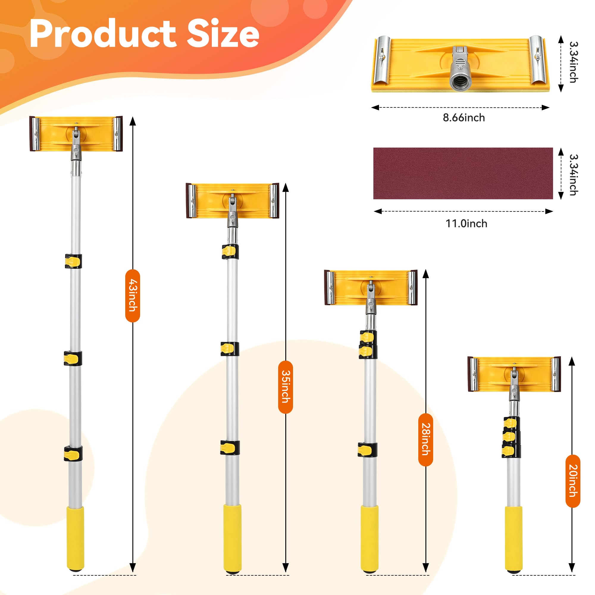 Drywall Pole Sander - Telescoping & 25 Sheets -7