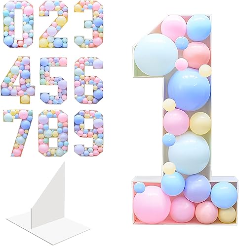 SKEFOLI Números de marquesina de 4 pies, números de mosaico para globos precortados de cartón extra grande, tablero de espuma para decoración de