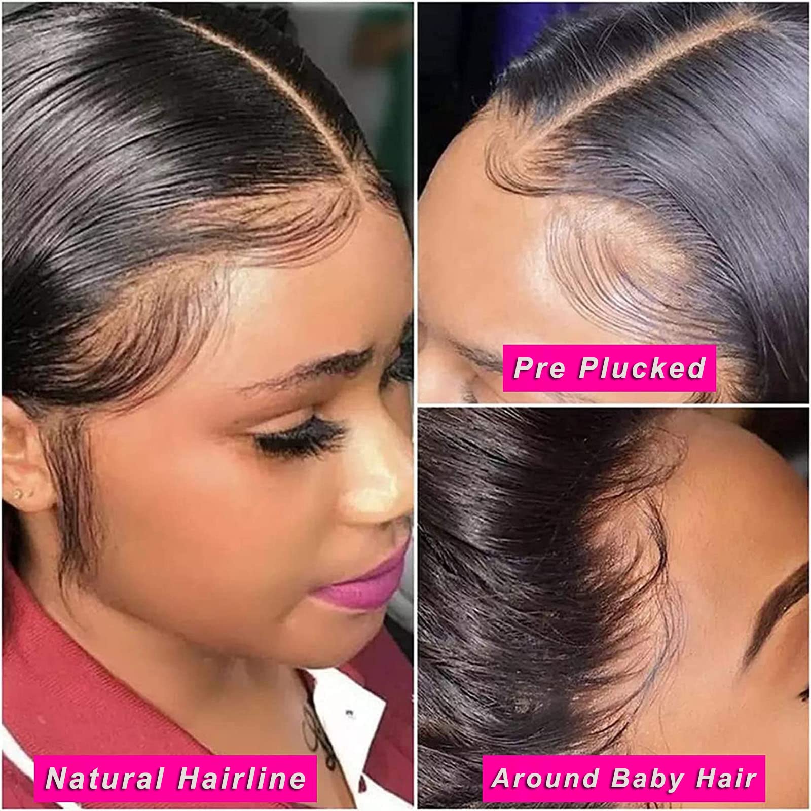 22 Inch Human Hair Lace Front Wig 200% Density Straight Pre Plucked 200% Density Natural straight Long 13x4 Lace Front Wig Human  main image 3