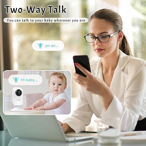 Miniatura 3 de Video Baby Monitor Add-on Cámara compatible con monitor de bebé BME28, visión nocturna, alcance de 1200 pies, conversación de 2 vías, visión
