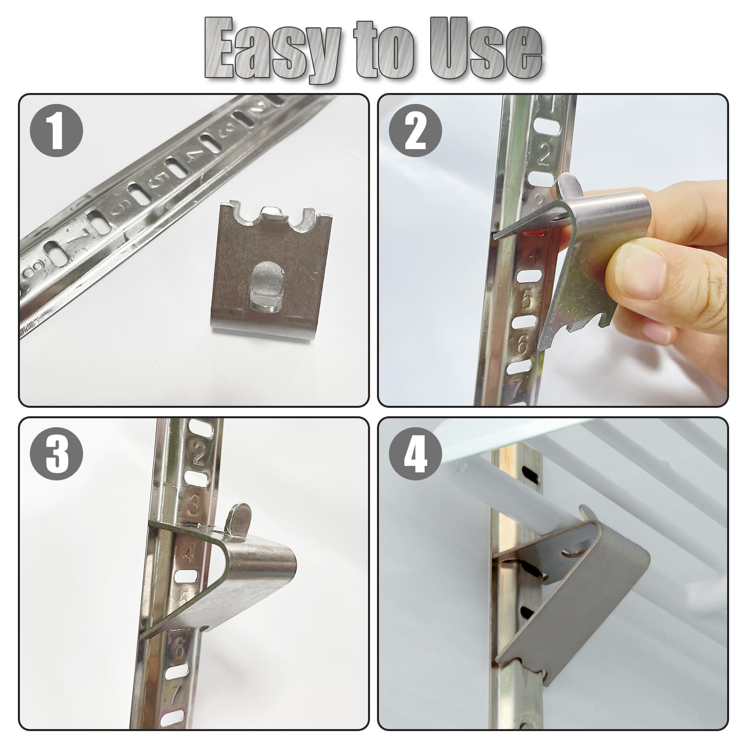 Refrigerator Shelf Clips - Stainless Steel -6