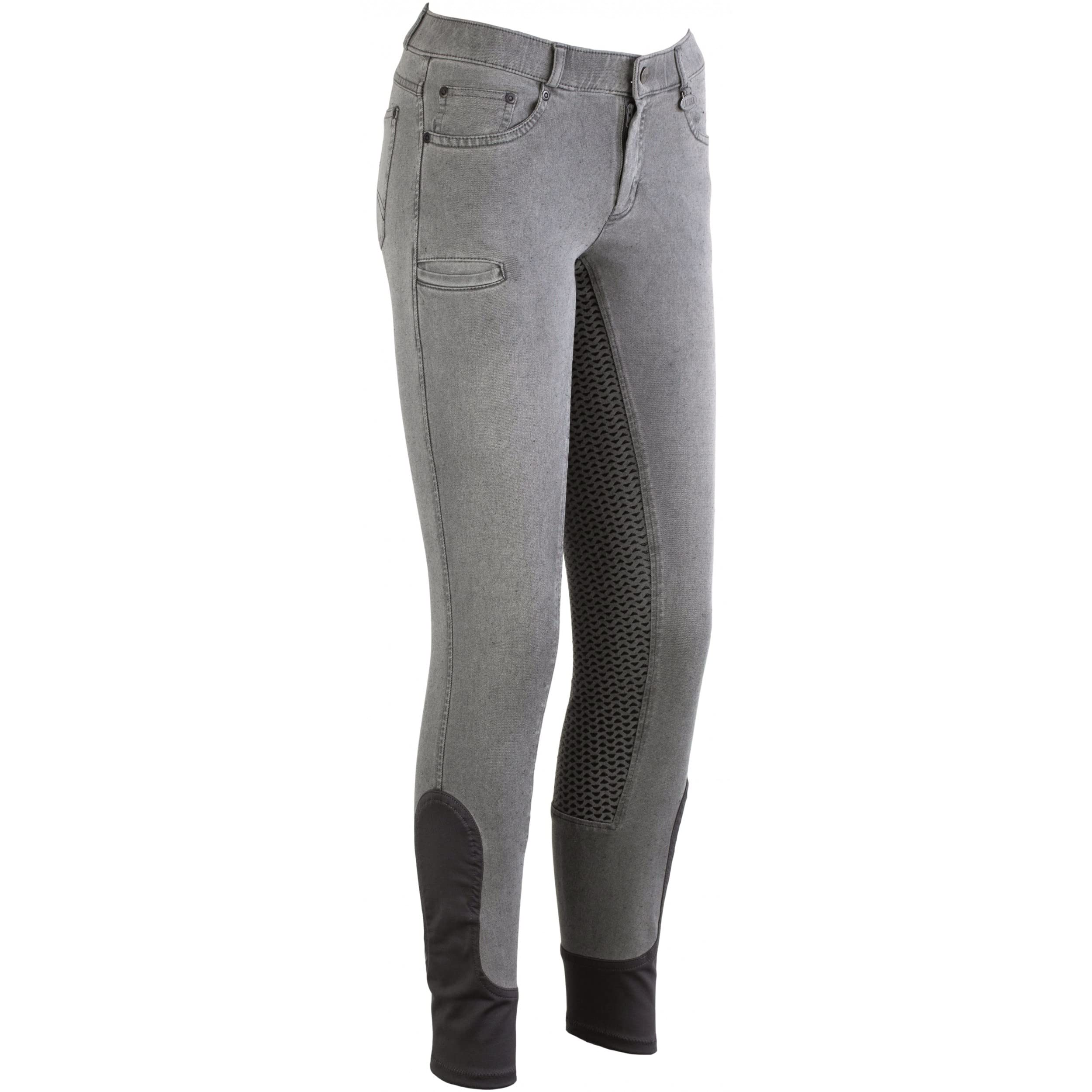 Lazura - Reithose für Damen Dora | Jeans Reithose mit Silikon-Vollbesatz | Vollbesatzreithose mit Handytasche & 4 Einschubtaschen | Reitleggings in 2 Farben | Reitbekleidung in Größe 36-46