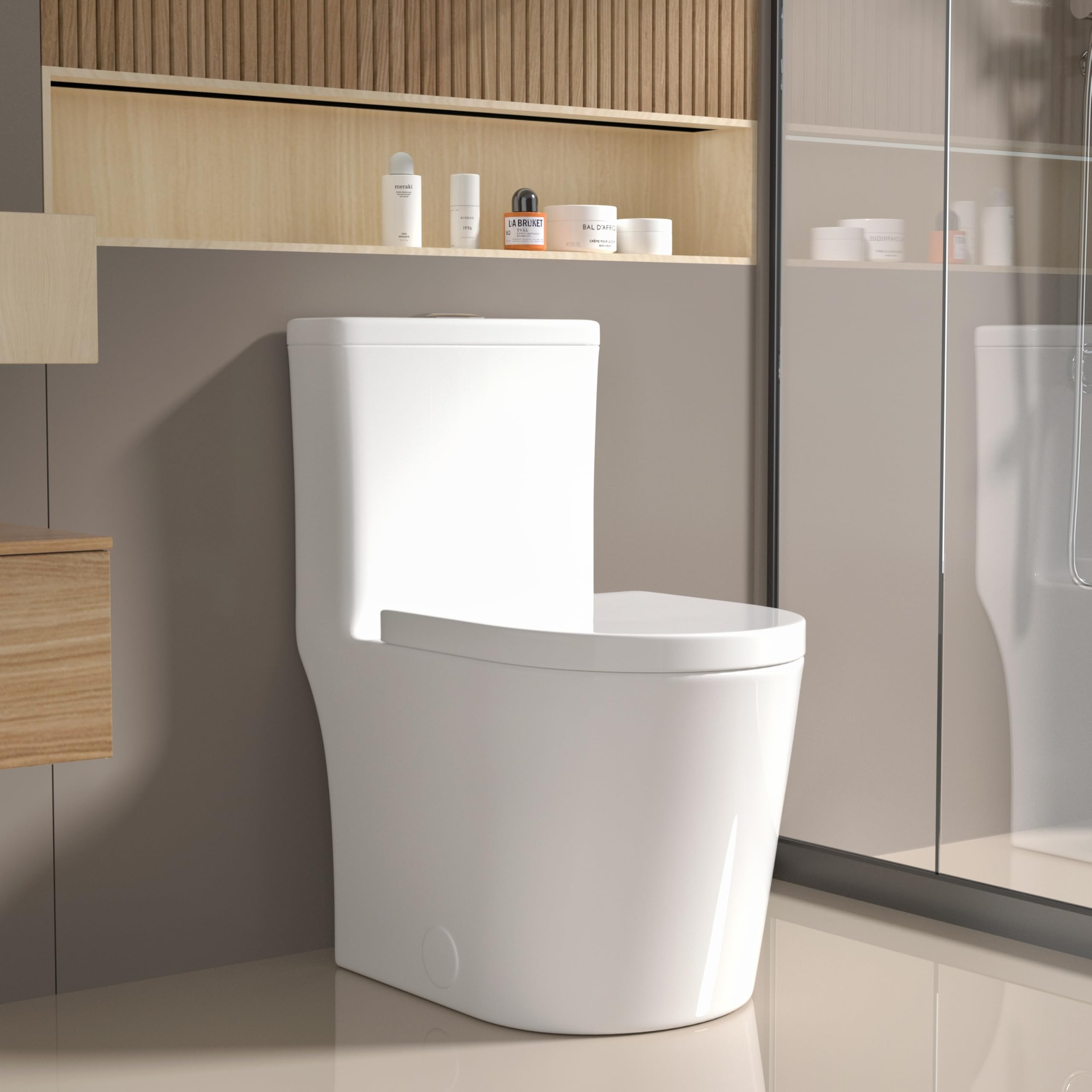 Sounor Modern Compact One-Piece Small Toilet 12'' Rough-In,1.1/1.6