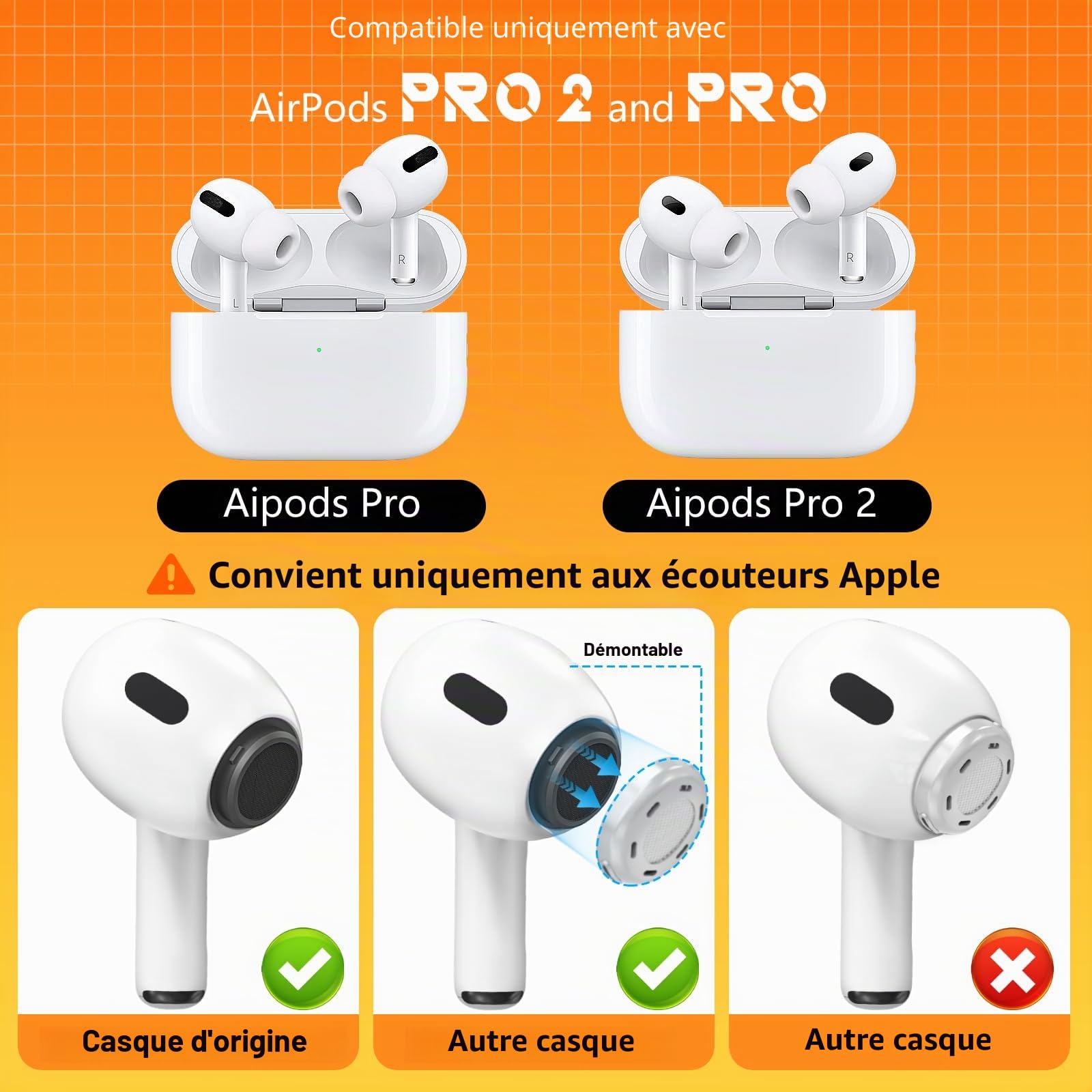 AirPods Pro Écouteurs de Rechange 4 Paires Anti-Bruit Filtre Anti-Poussière