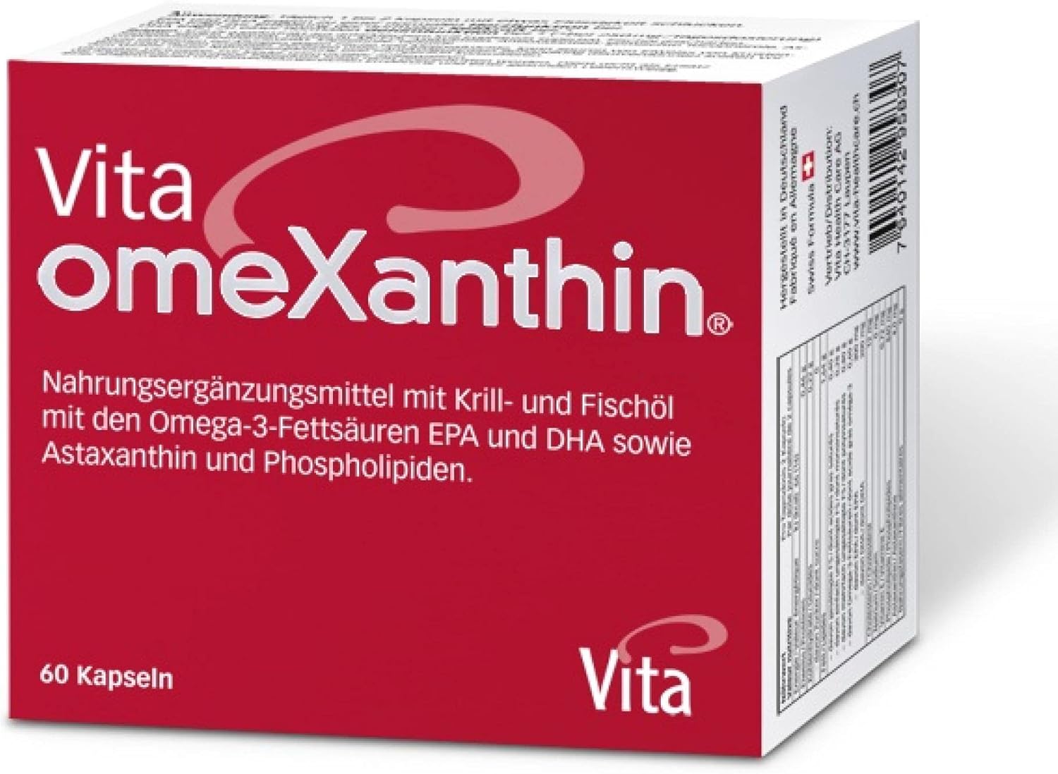 Vita omeXanthin 60 Kapseln mit Astaxanthin, Vitamin E, Krill und Fischöl mit den Omega3