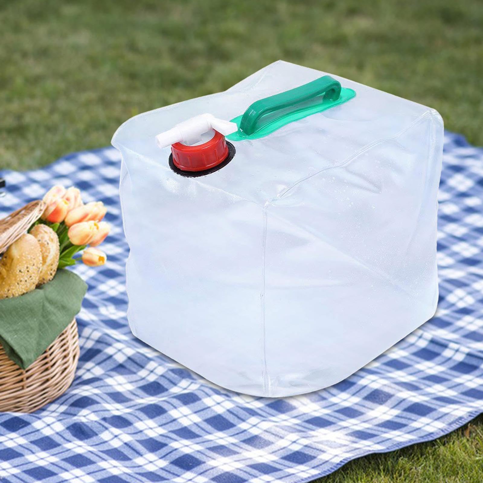 CAQYPVH Folding Water Bucket Water Carrier, Foldable Portable Water Bottle Water Container Water Storage Jug for Gym Emergency Hiking, 5L