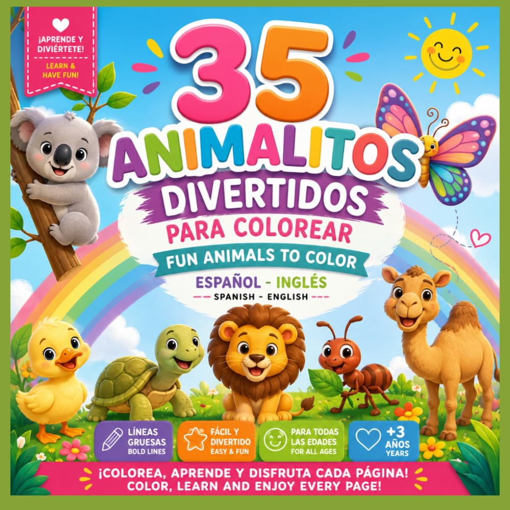 35 Animalitos Divertidos para Colorear / Fun Animals to color