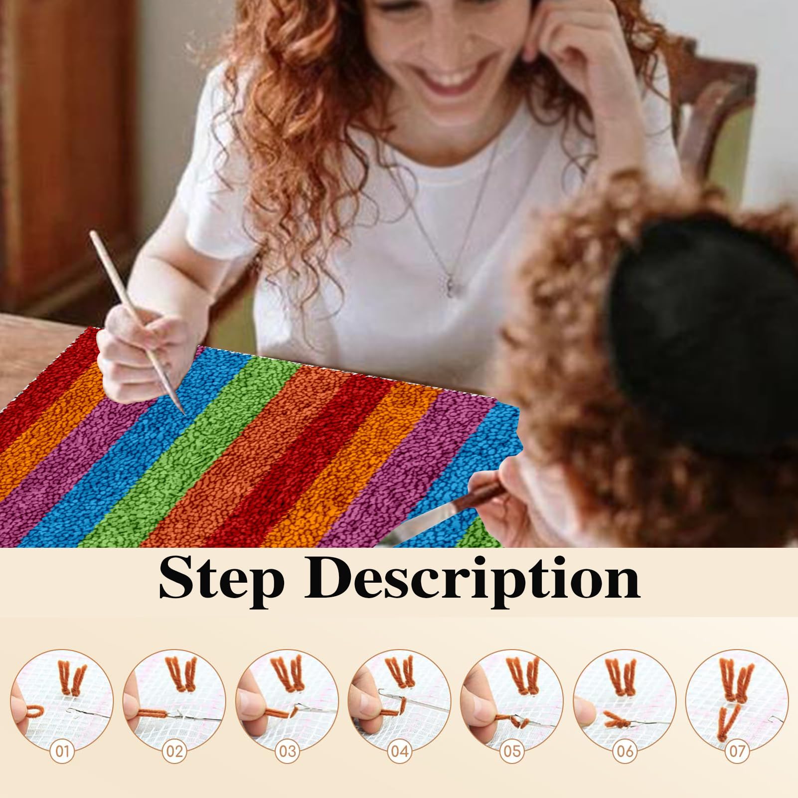Kit de Gancho de Pestillo para Adultos, Kit de Alfombra de Gancho de Pestillo, kit de Fabricación de Alfombras para el Hogar, kits de Bordado de Punto de Cruz, Alfombra Latch Hook Kit 69 x 102 cm