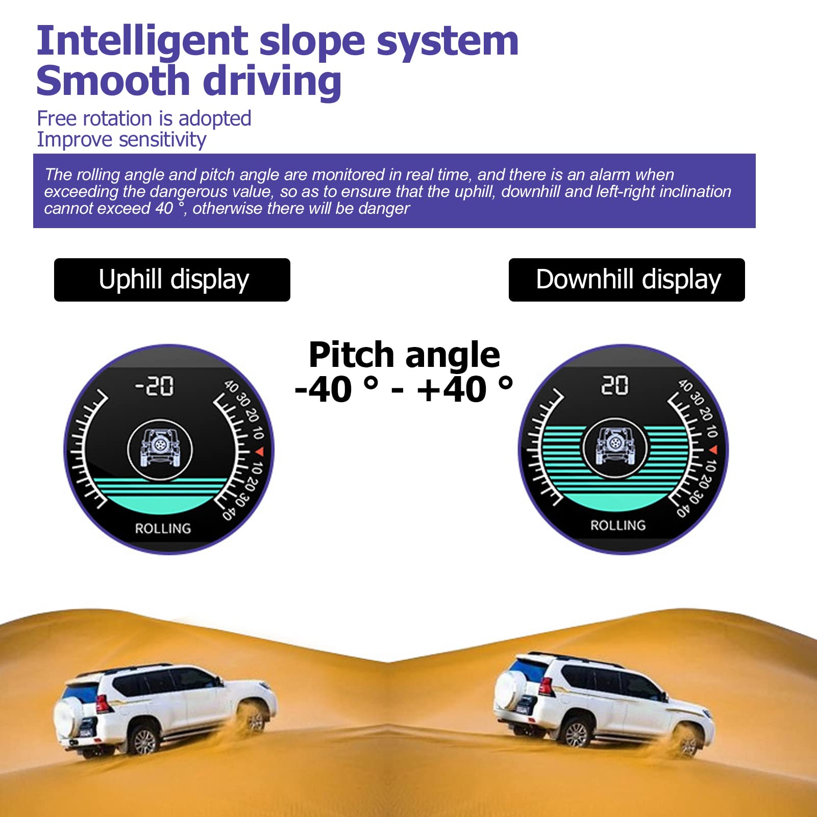 Inclinometro per auto, misuratore intelligente universale di inclinazione del livello ad alta risoluzione e alta sensibilità HUD Digital Angolo Slope Meter con accendisigari