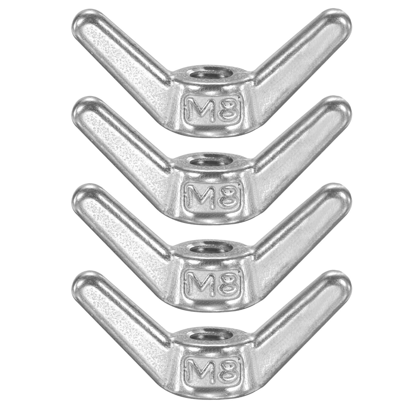 PATIKIL Wing Nuts, 4 Pcs M8 x 1.25 304 Stainless Steel Wing Nuts Fasteners Parts Metric Thread for Repair Install House Furniture Boat, Silver — image 1