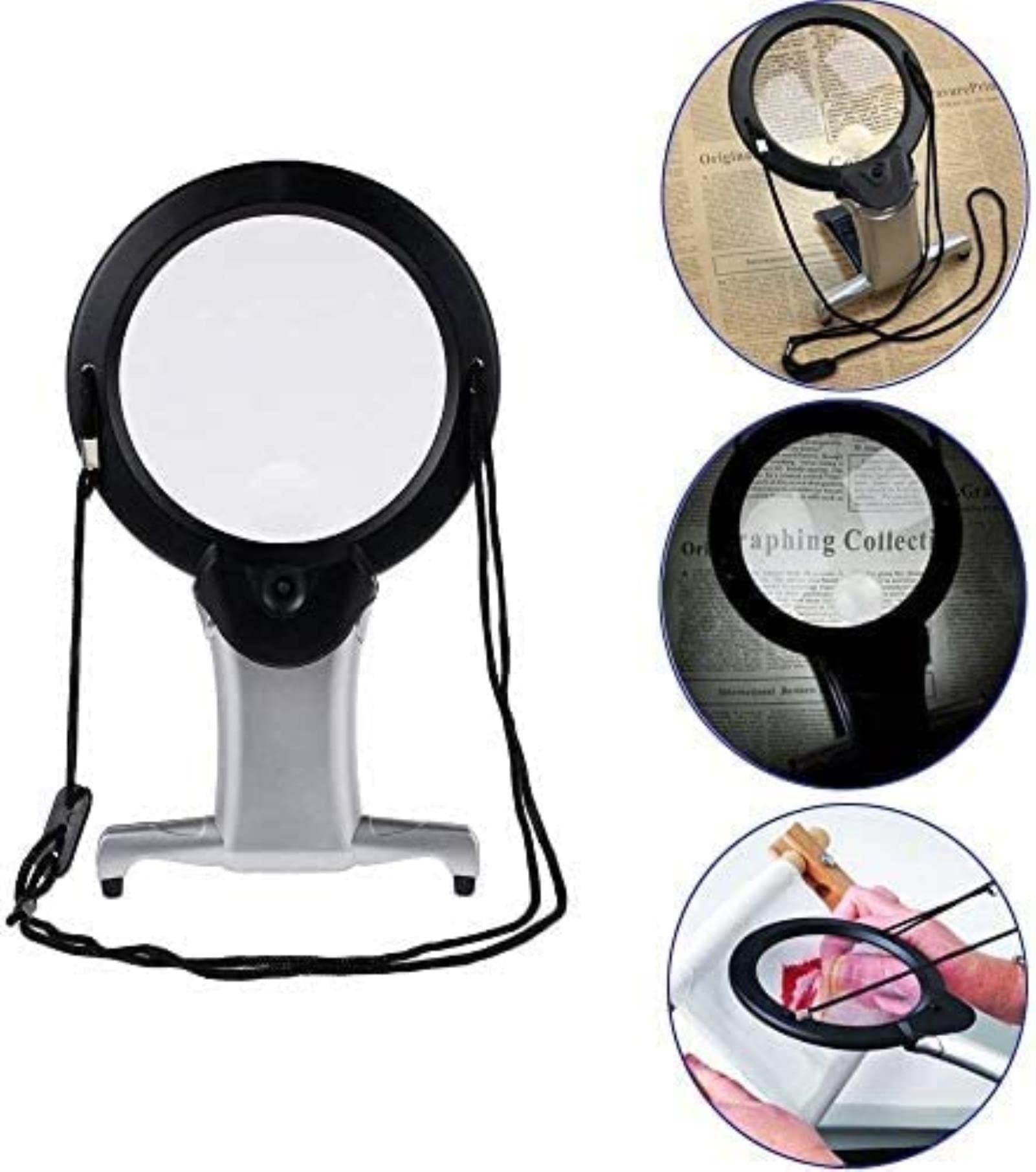 A4 Reading Magnifier With LED Lights - 3X Magnifying Glass With Foldable Legs For Low Vision