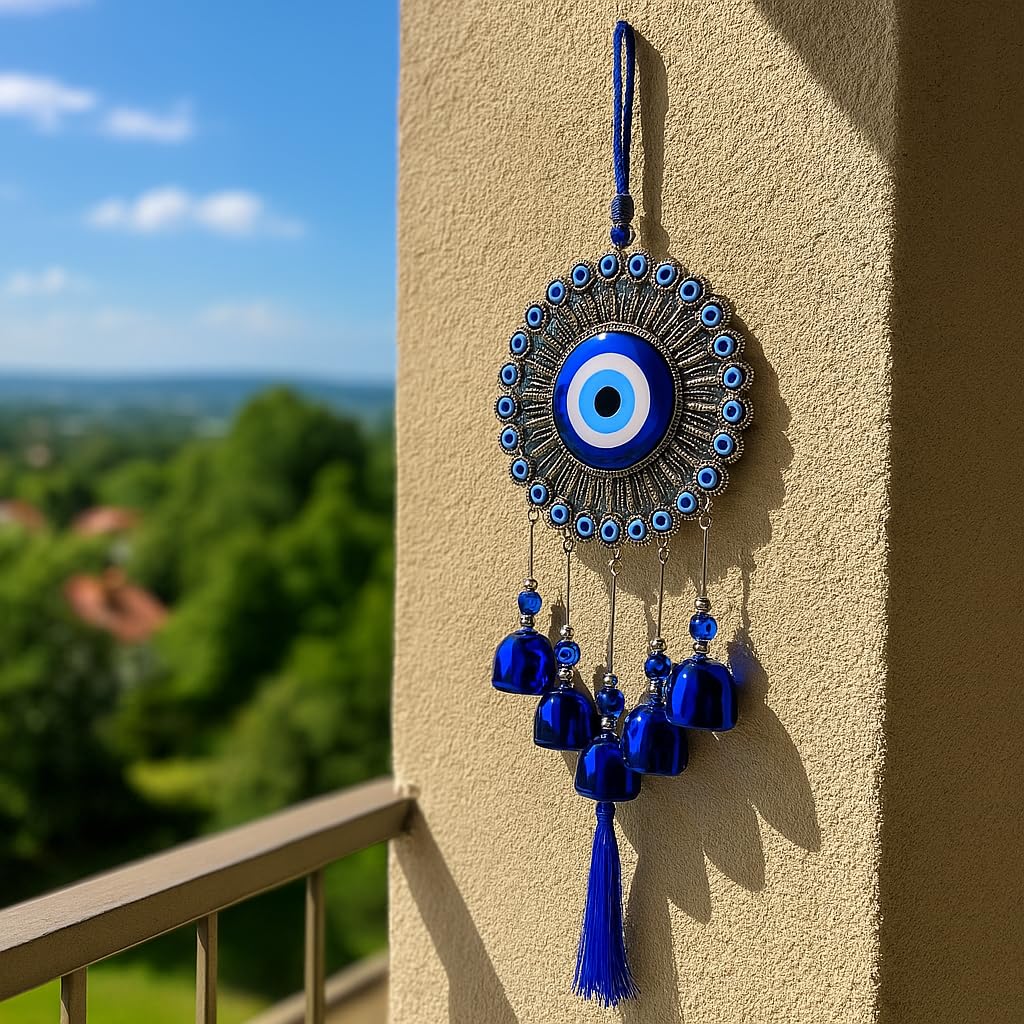 5 Bell Evil Eye Wind Chimes for Home Decor - Hanging Decorat -5 5 Bell Evil Eye Wind Chimes for Home Decor - Hanging Decorat -5
